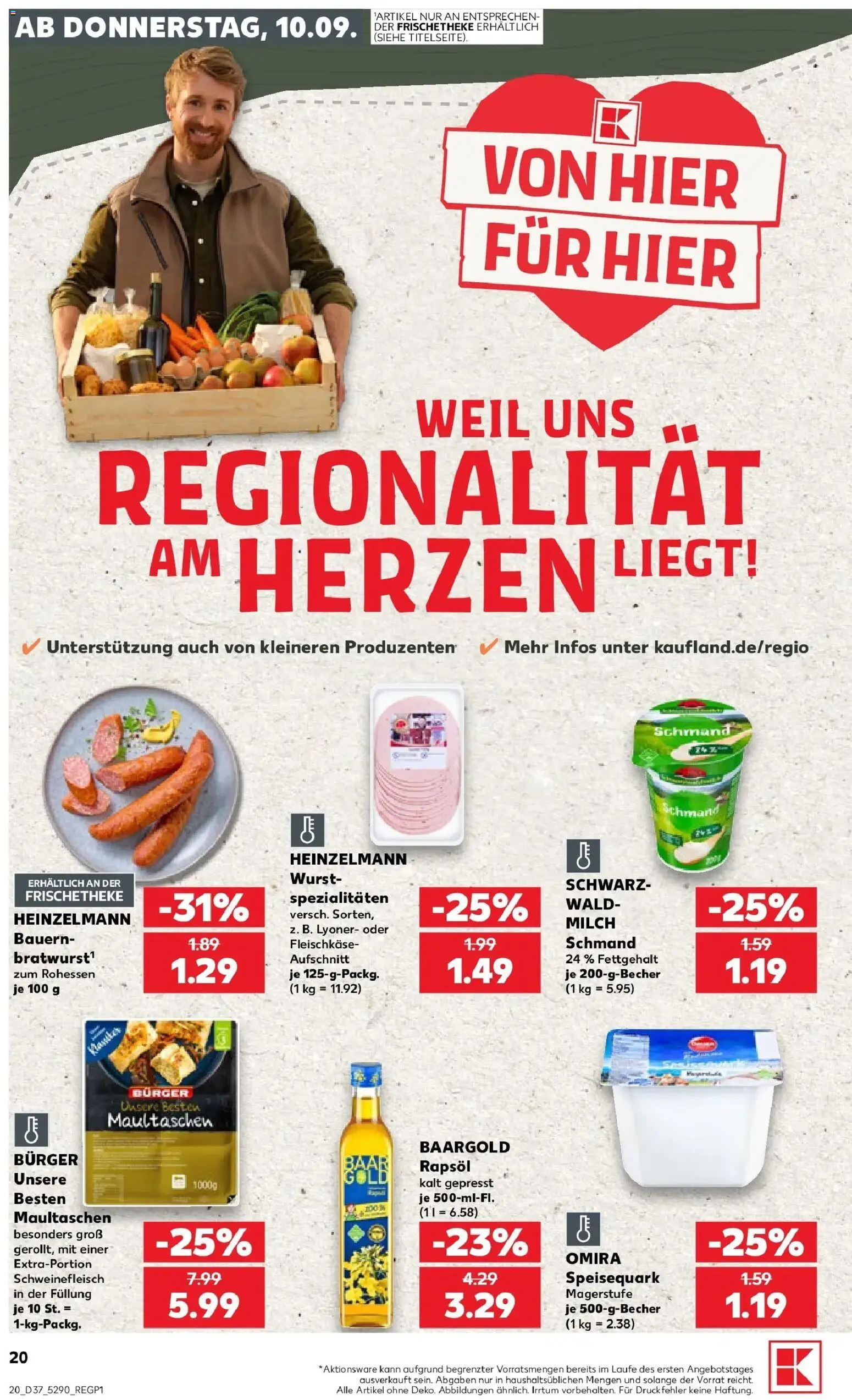 Prospekt Kaufland ab 07.09.2026 » Angebote Online zum Blättern | Seite: 29 | Produkte: Milch, Rapsöl, Schweinefleisch, Maultaschen