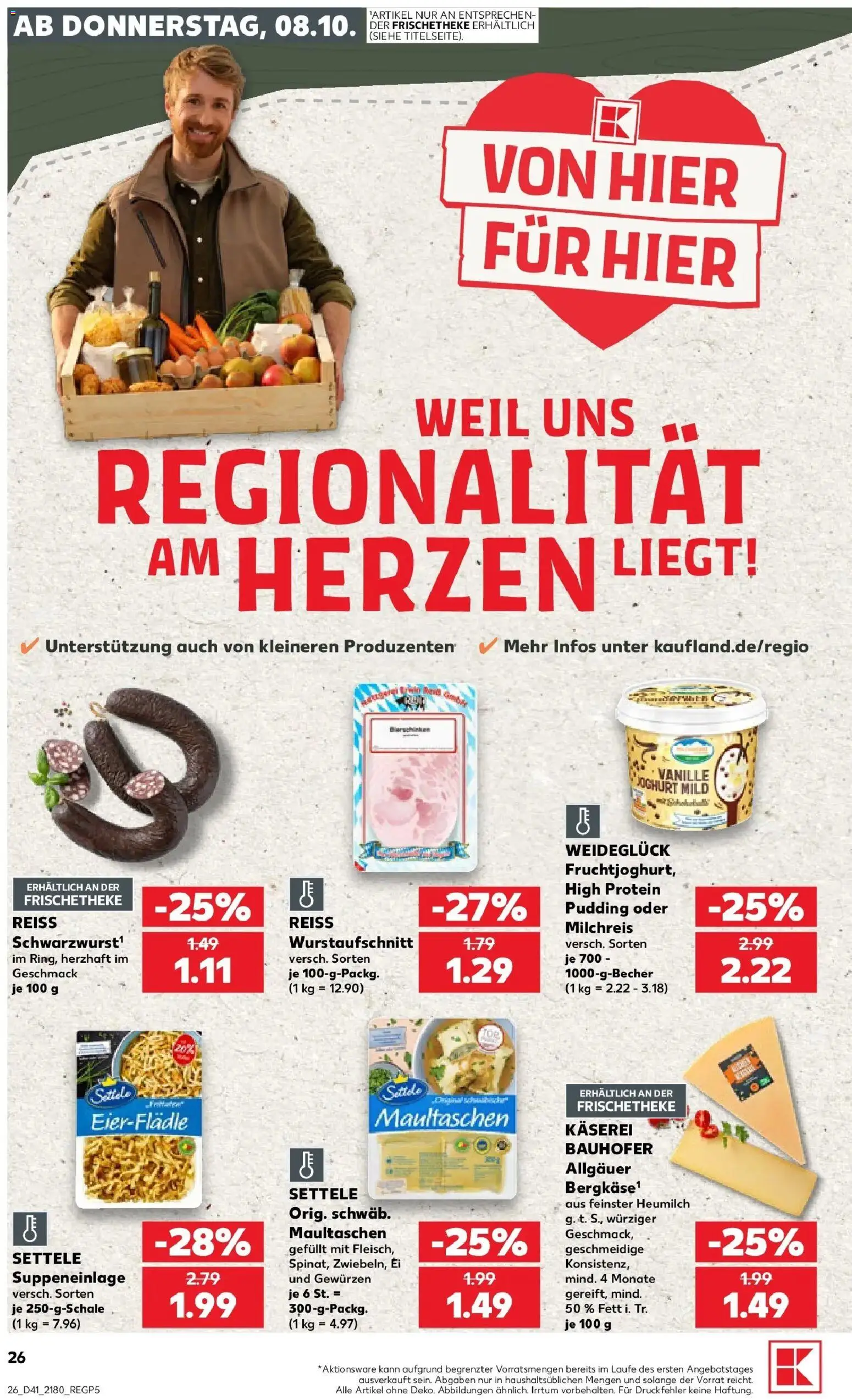 Prospekt Kaufland ab 08.10.2026 » Angebote Online zum Blättern | Seite: 26 | Produkte: Joghurt, Pudding, Vanille, Maultaschen
