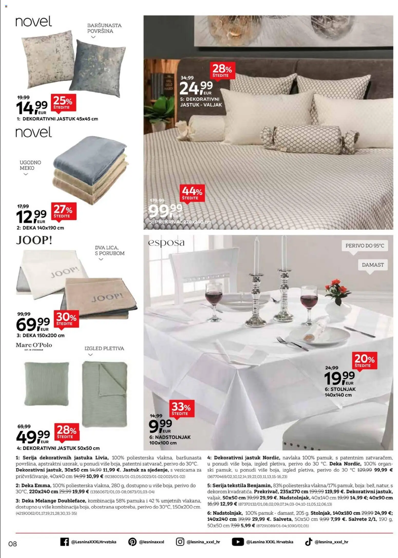 Lesnina katalog | vrijedi od 03.01.2026 | Stranica: 8 | Proizvodi: Jastuk, Salvete, Stolnjak, Deka