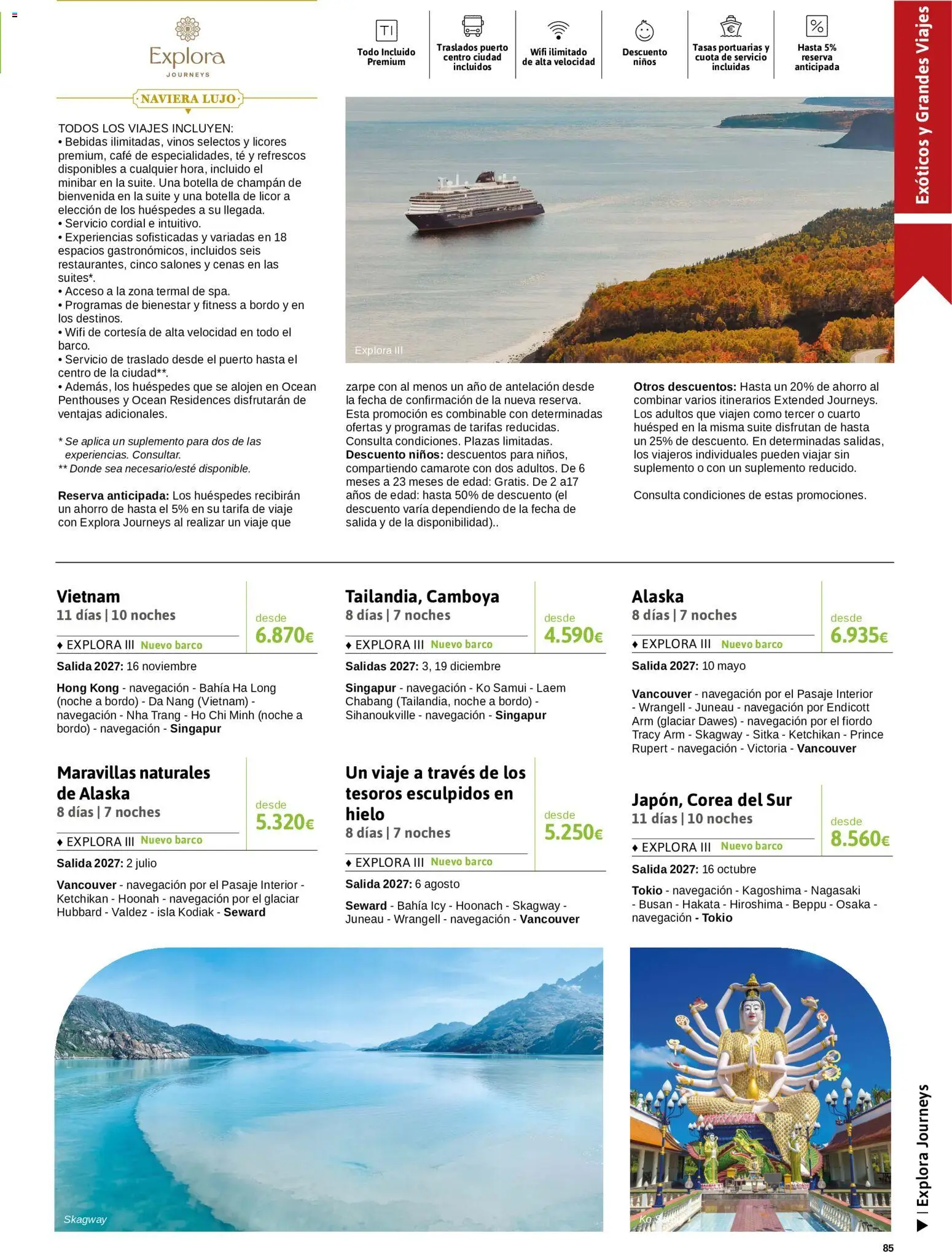 Viajes El Corte Inglés Crucero fantástico │ válido desde el 14/09/2026 | Página: 85 | Productos: Hielo, Café, Champán, Navegación