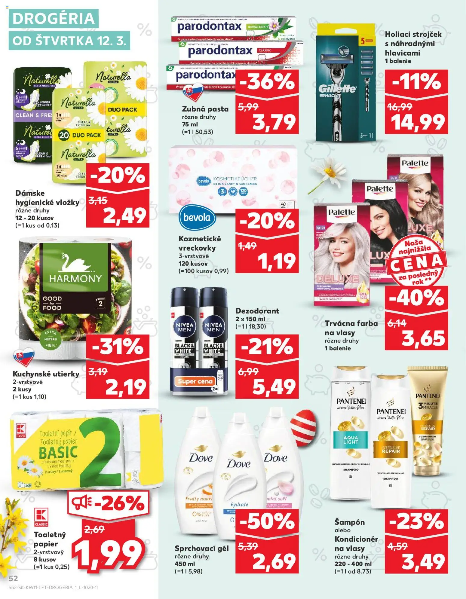 Kaufland SK akciós ujság - amely érvényes a következő dátumtól: 12.03.2026 | Oldal: 52 | Termékek: Sampon