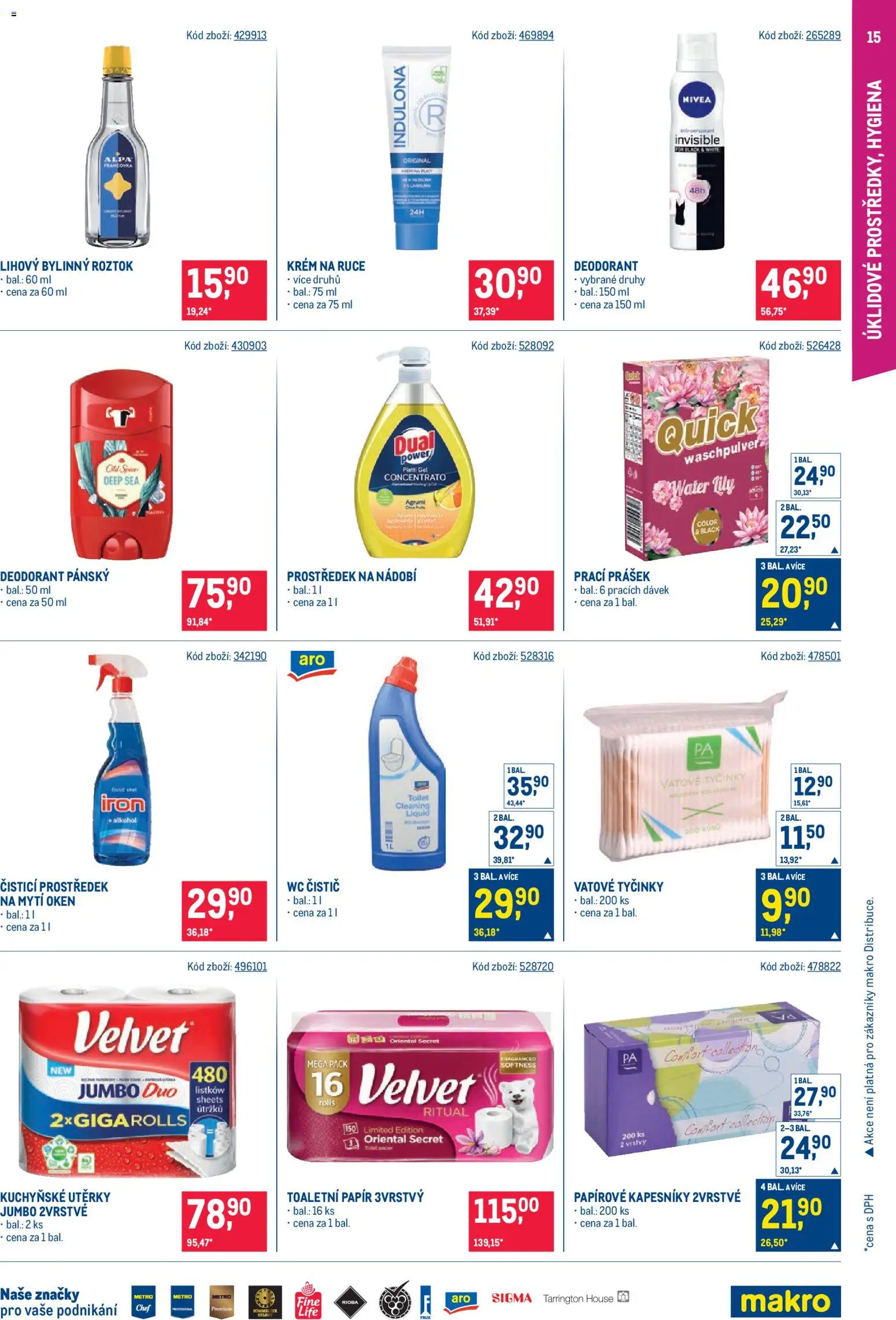 Makro leták - Maloobchod od 21.10.2026 | Strana: 15 | Produkty: Krém, Utěrky, Prací Prášek, Toaletní papír 3vrstvý