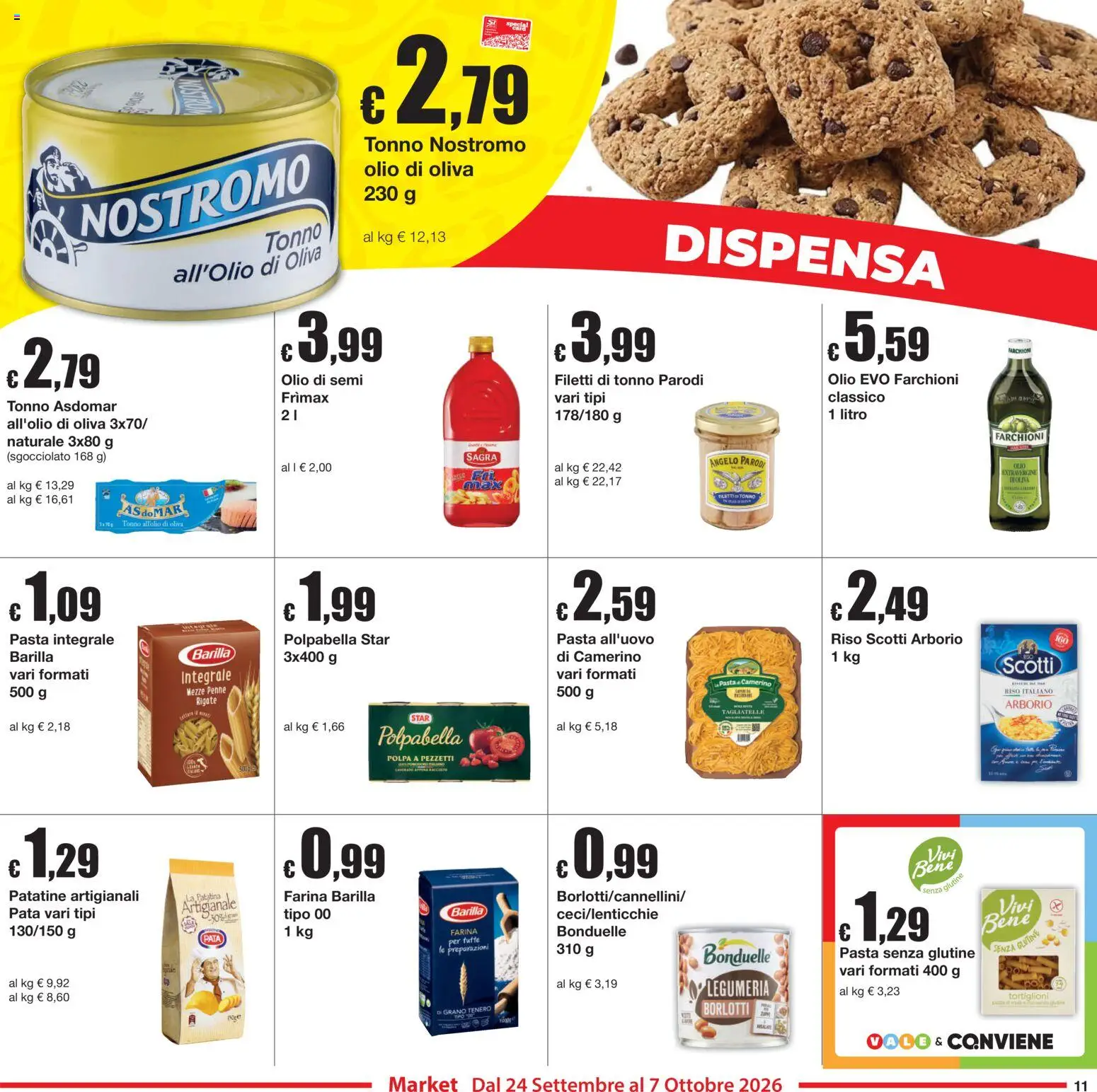 Volantino Sì con Te del 24/09/2026 | Pagina: 11 | Prodotti: Olio, Farina, Tonno, Penne