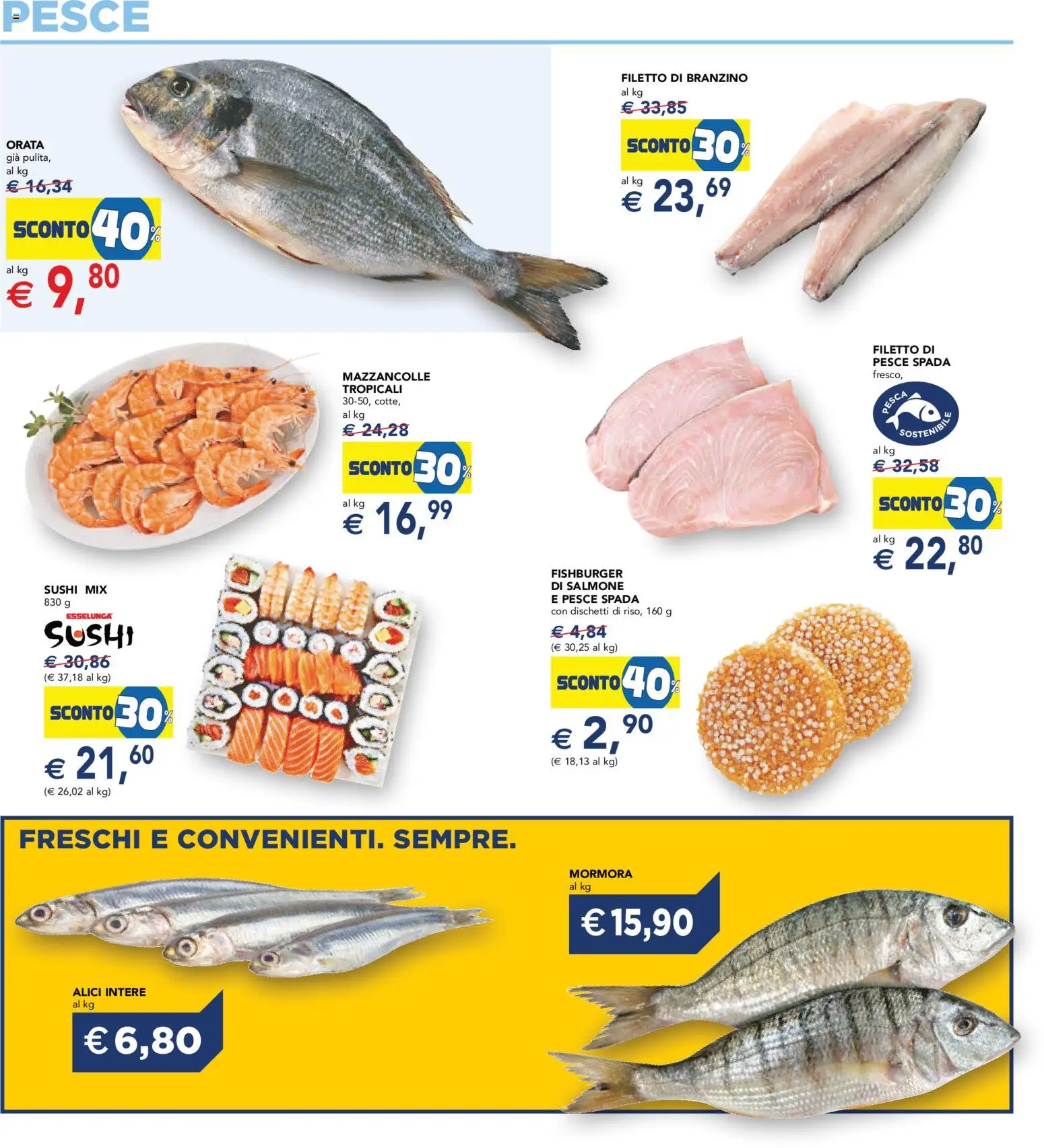 Volantino Esselunga S del 07.05.2026 | Pagina: 14 | Prodotti: Salmone, Mazzancolle, Pesca, Pesce spada
