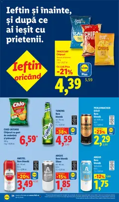 Ofertele Lidl valabile de la 19.10.2026 | Pagină: 24 | Produse: Bere fara alcool, Bere, Chipsuri, Perlenbacher