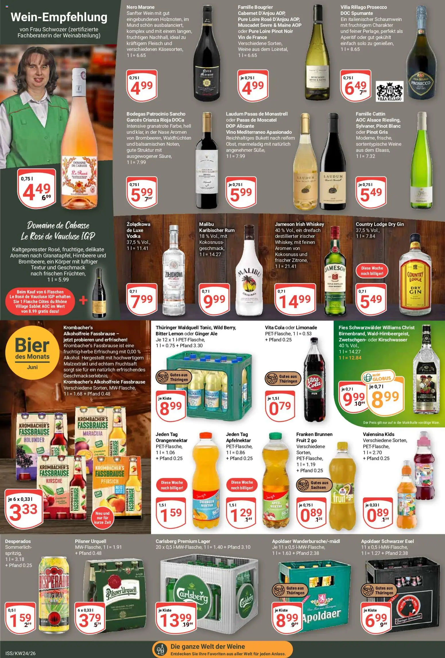 Globus Prospekt – gültig ab 08.06.2026 | Seite: 18 | Produkte: Carlsberg, Limonade, Pfirsich, Desperados
