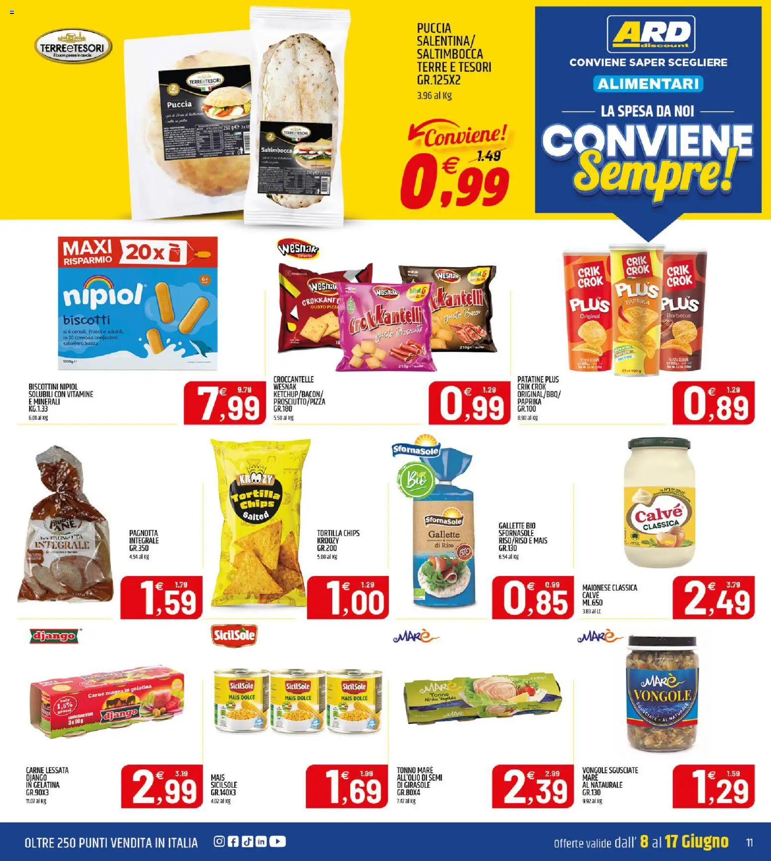 Volantino ARD Discount del 08.06.2026 | Pagina: 11 | Prodotti: Pizza, Riso, Patatine, Tonno