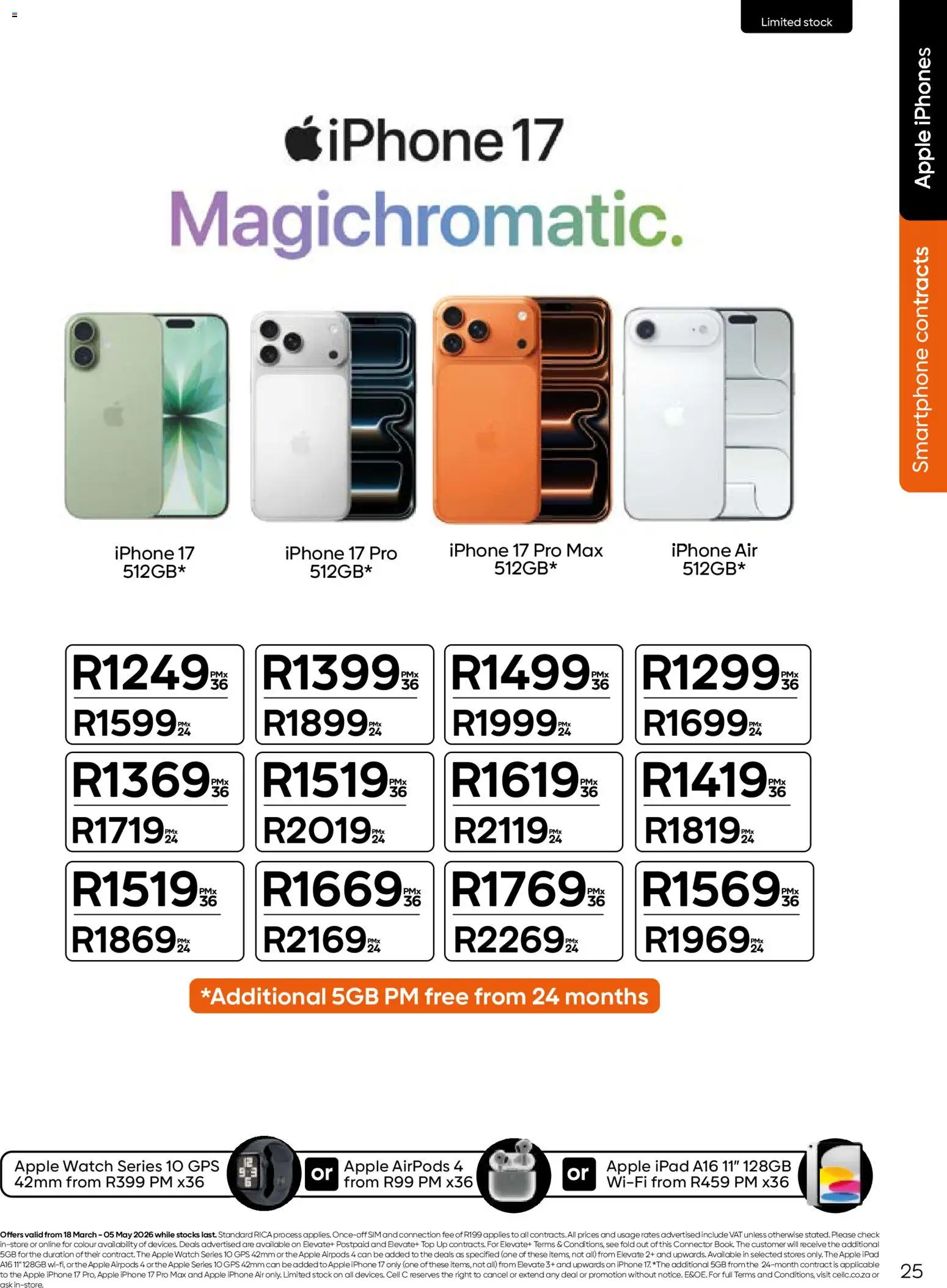 New Cell C catalogue – valid from 18.03.2026 | Page: 27 | Products: Sim, Watch, Connector, Stock