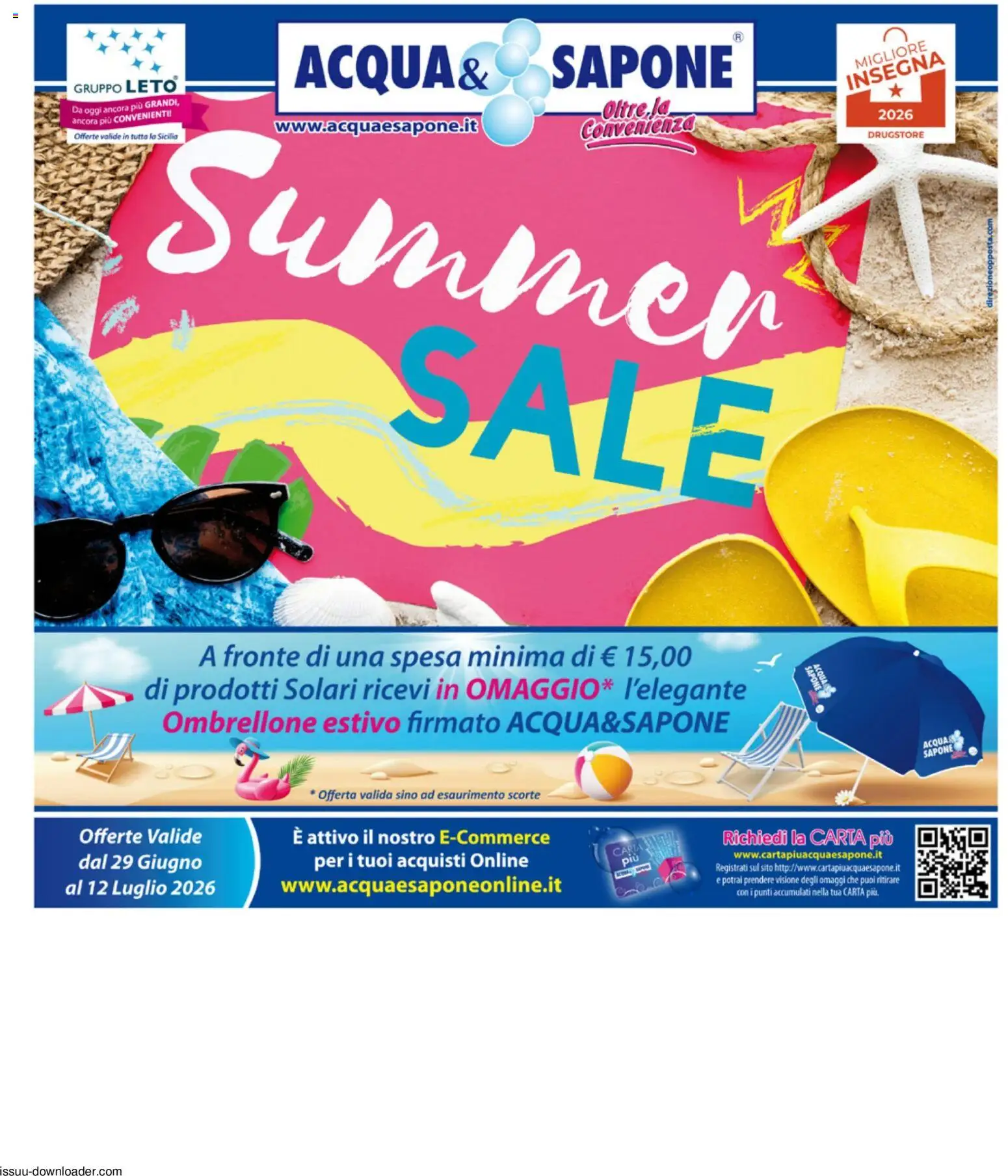 Volantino Acqua e Sapone del 29/06/2026 | Pagina: 1 | Prodotti: Sapone, Ombrellone, Acqua, Sale