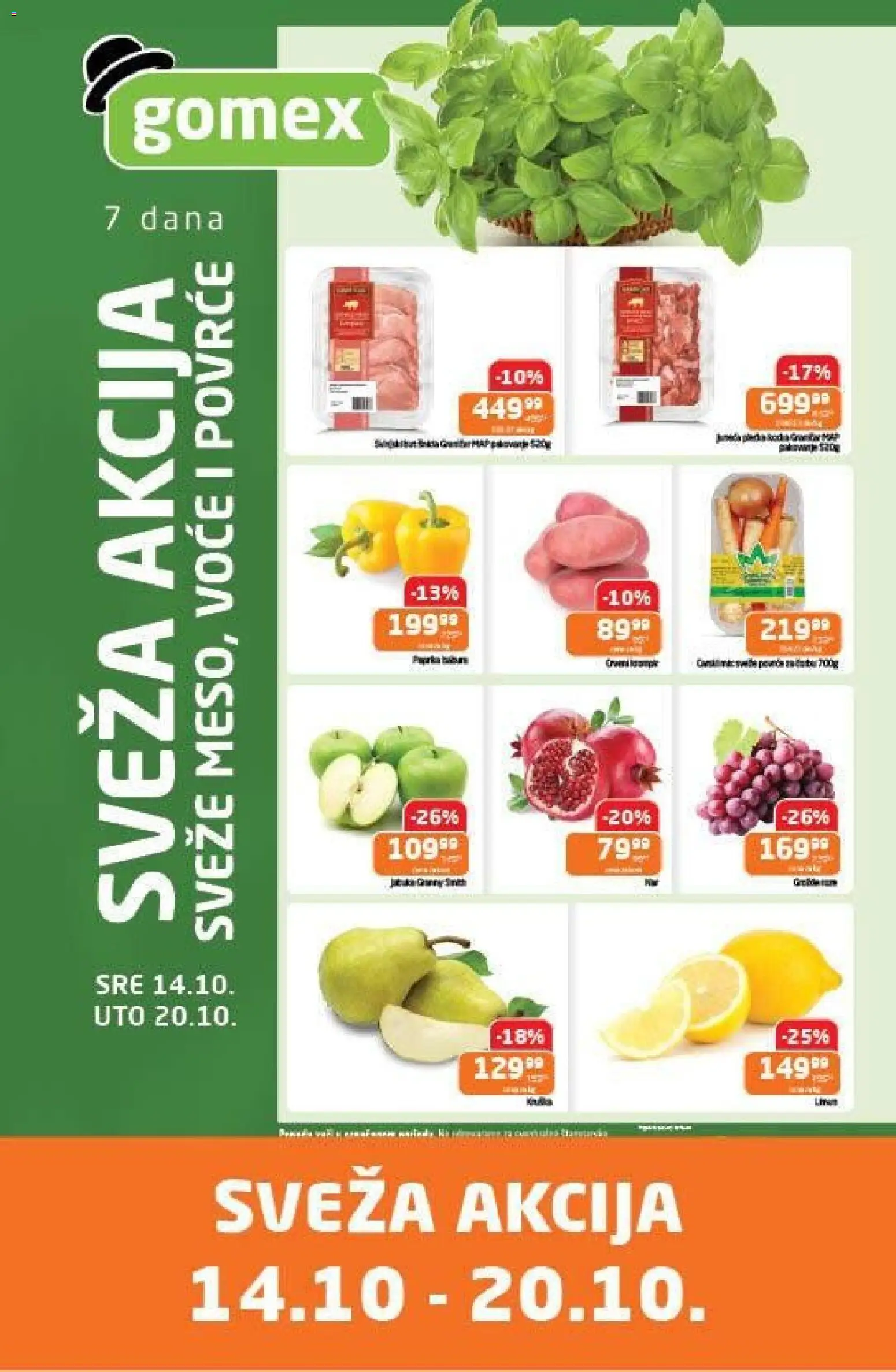 Gomex katalog - važi od 14.10.2026 | Strana: 1 | Proizvode: Voće, Povrće