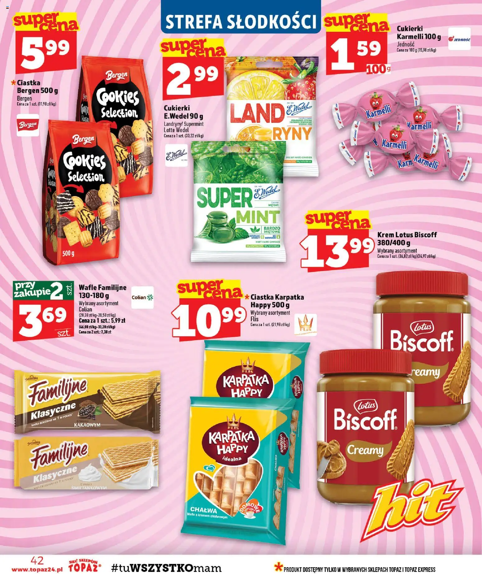 Topaz gazetka - MAZ od 13.08.2026 | Strona: 42 | Produkty: Cukierki, Ciastka, Krem, Chałwa