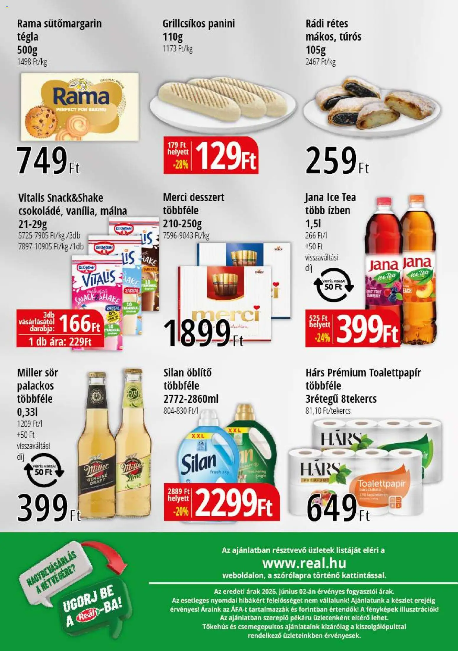 Reál akciós ujság - amely érvényes a következő dátumtól: 11.06.2026 | Oldal: 2 | Termékek: Málna, Miller sör, Rama, Ice tea
