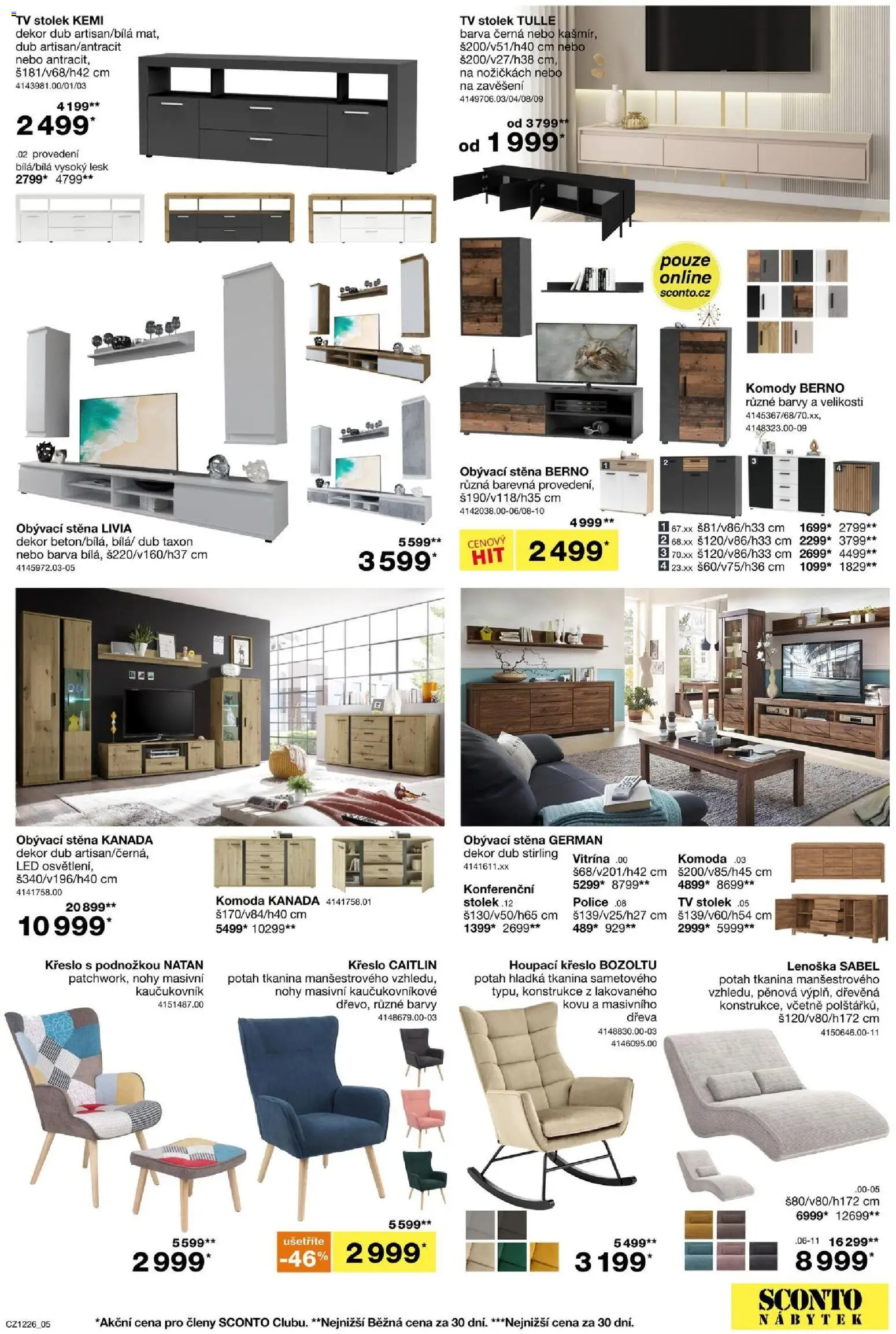 Sconto nábytek leták od 23.09.2026 | Strana: 5 | Produkty: Nábytek, Komoda, Křeslo, Police