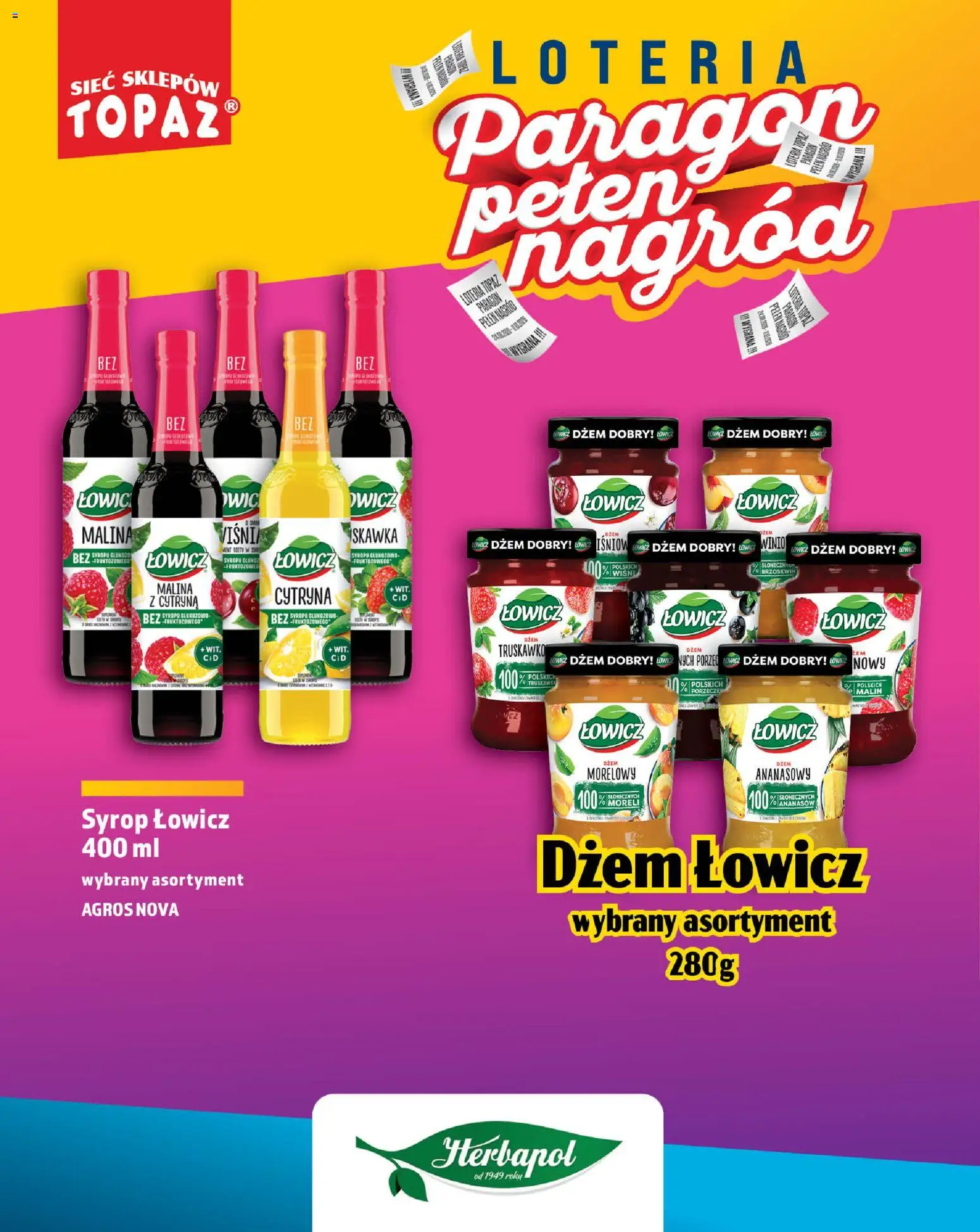 Topaz gazetka - Loteria Paragonowa od 24.08.2026 | Strona: 58 | Produkty: Cytryna, Syrop, Malina, Dżem