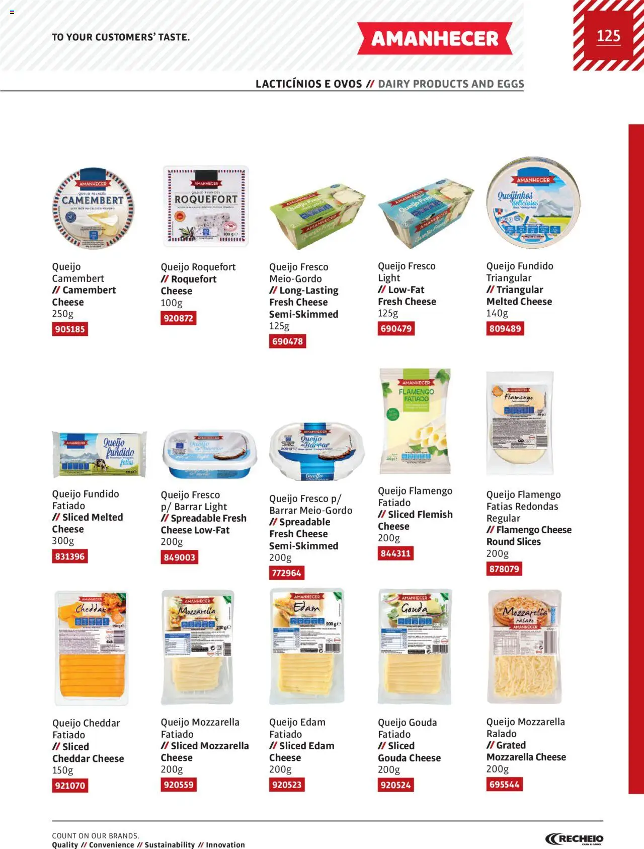 Recheio AS NOSSAS MARCAS │ válido de 19/12/2023 | Página: 125 | Produtos: Queijo, Ovos, Cheddar