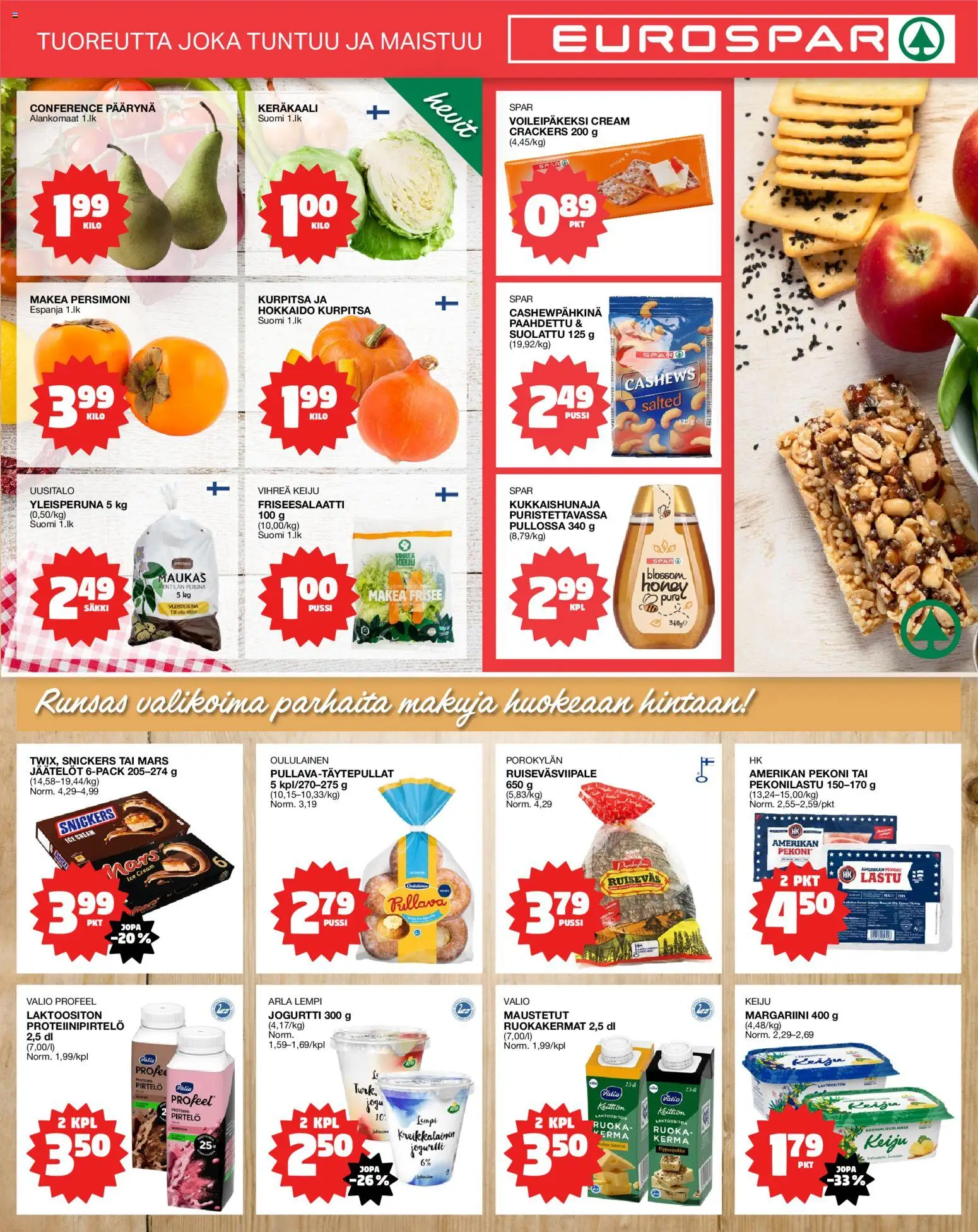 Tokmanni Eurospar – voimassa 15/10/2026 alkaen | Sivu: 3 | Tuotteet: Pirtelö, Keräkaali, Pekoni, Jogurtti