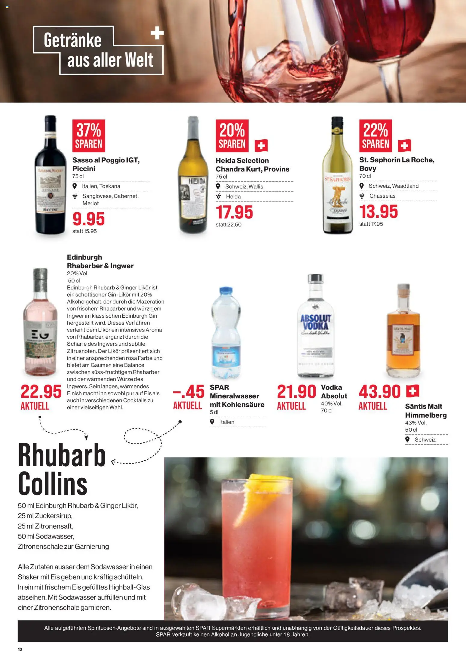 SPAR aktionen – gültig ab 20.08.2026 | Seite: 12 | Produkte: Getränke, Merlot, Gin, Eis