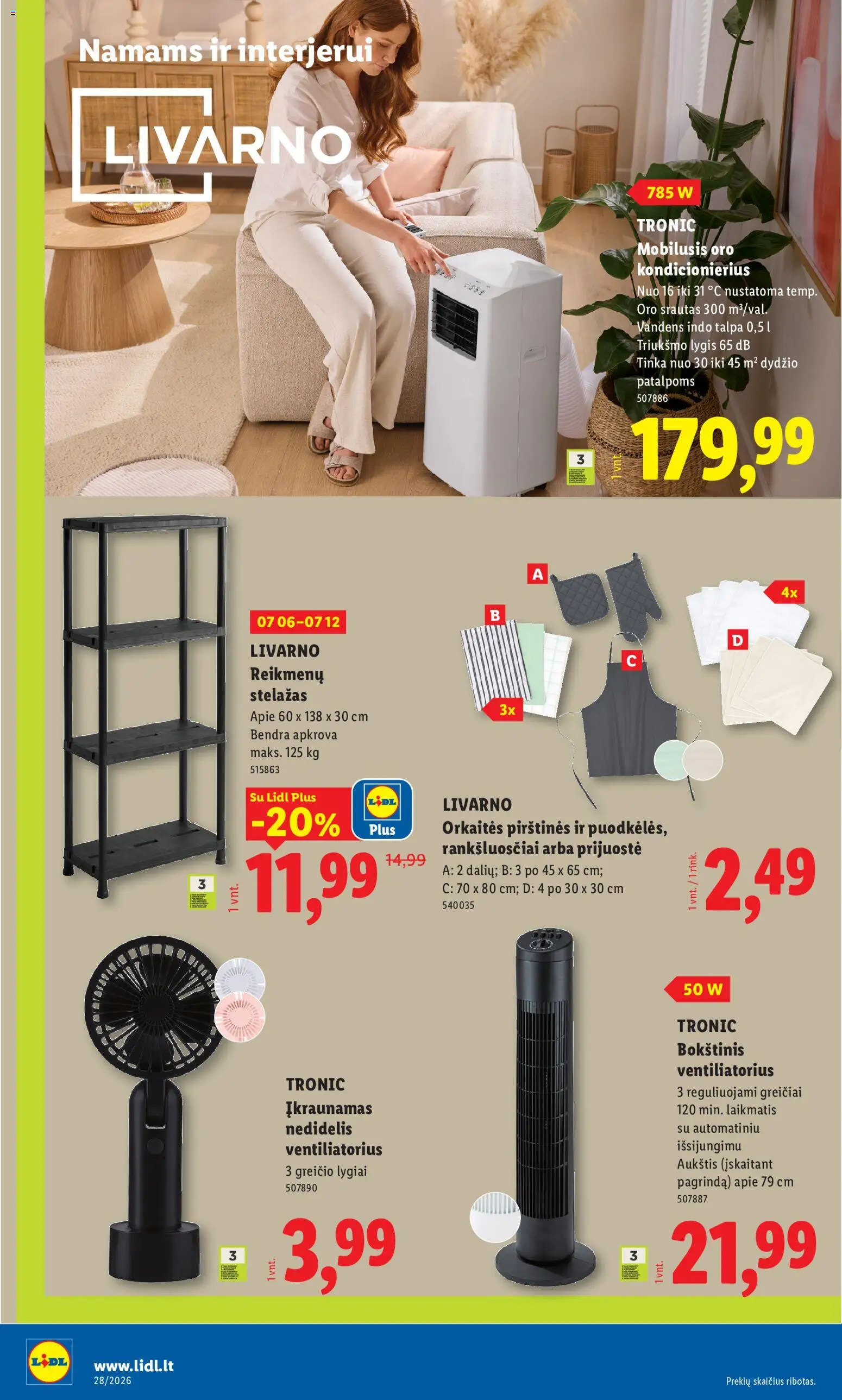 LIDL akcijos nuo 2026.07.06 | Puslapis: 8 | Prekių: Ventiliatorius, Kondicionierius, Oro kondicionierius, Pirštines