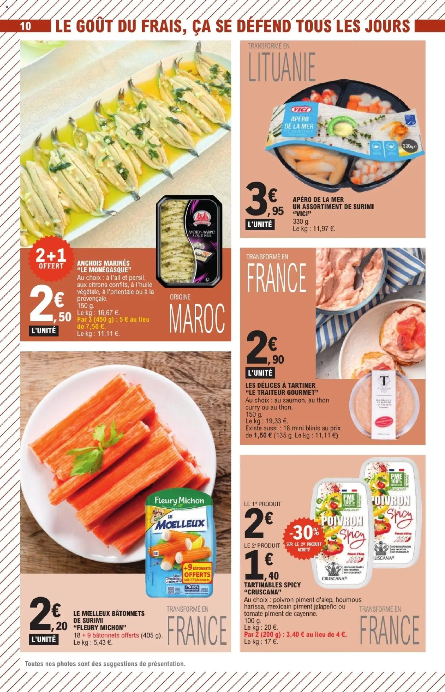 {H1} | Page: 10 | Produits: Poivron, Anchois, Curry, Blinis