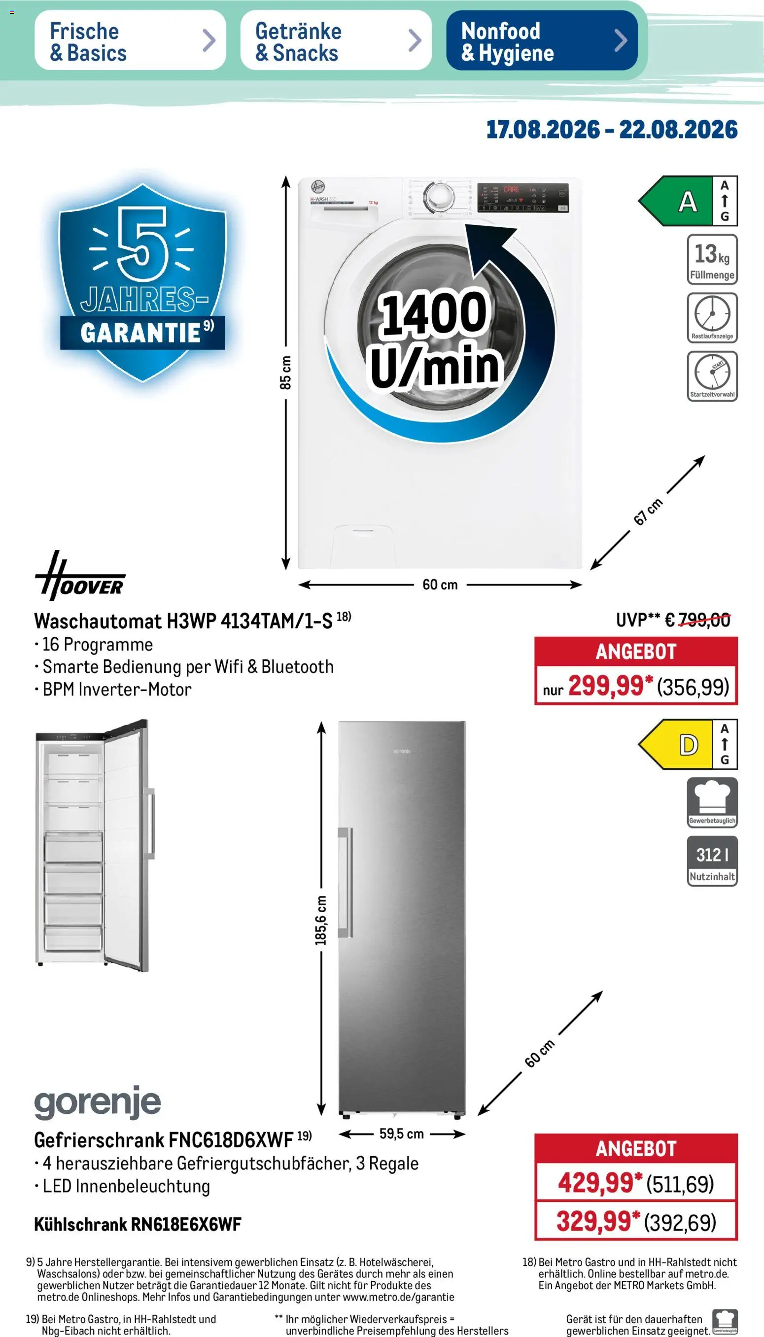 Metro Prospekt – gültig ab 17.08.2026 | Seite: 49 | Produkte: Gorenje, Gefrierschrank, Kühlschrank