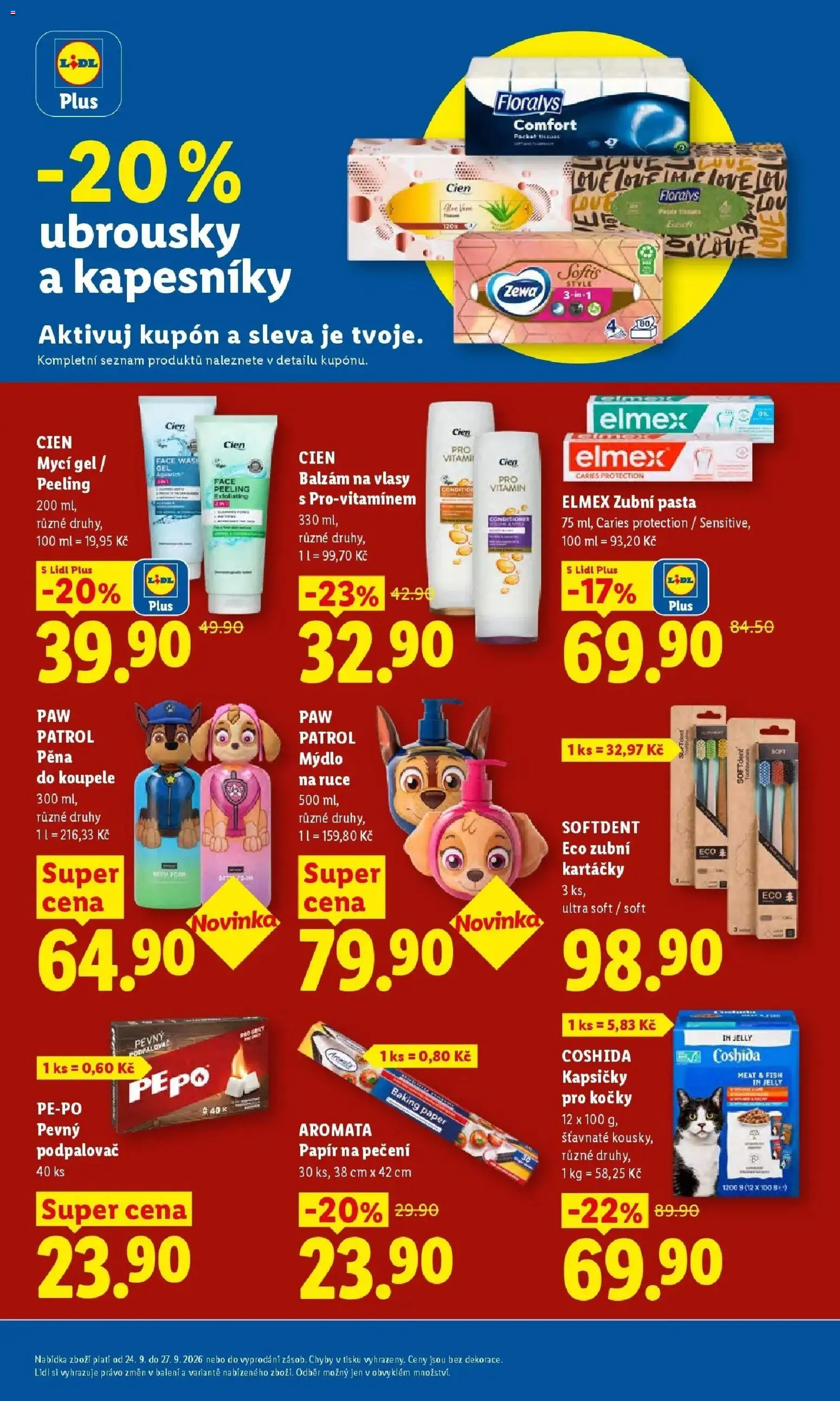 Lidl leták od 24.09.2026 - Nový akční leták | Strana: 29 | Produkty: Pěna do koupele, Kapsičky pro kočky, Zewa, Peeling