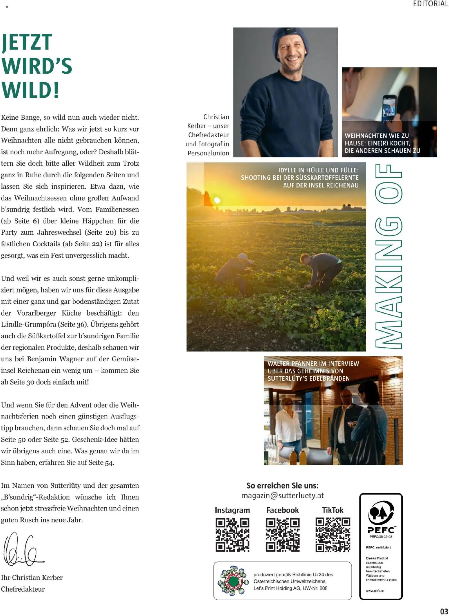 Sutterlüty B’sundrig Magazine gültig ab 17.11.2025 | Seite: 3 | Produkte: Gemüse, Hülle