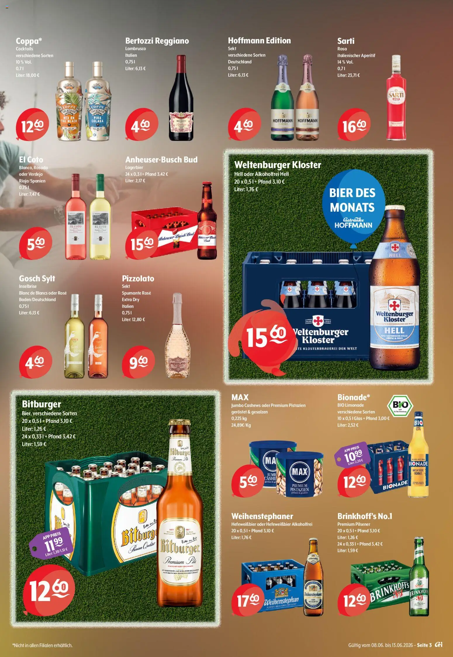 Getränke Hoffmann Nordrhein - Westfalen – gültig ab 08.06.2026 | Seite: 3 | Produkte: Bier, Bad, Bionade, Pistazien