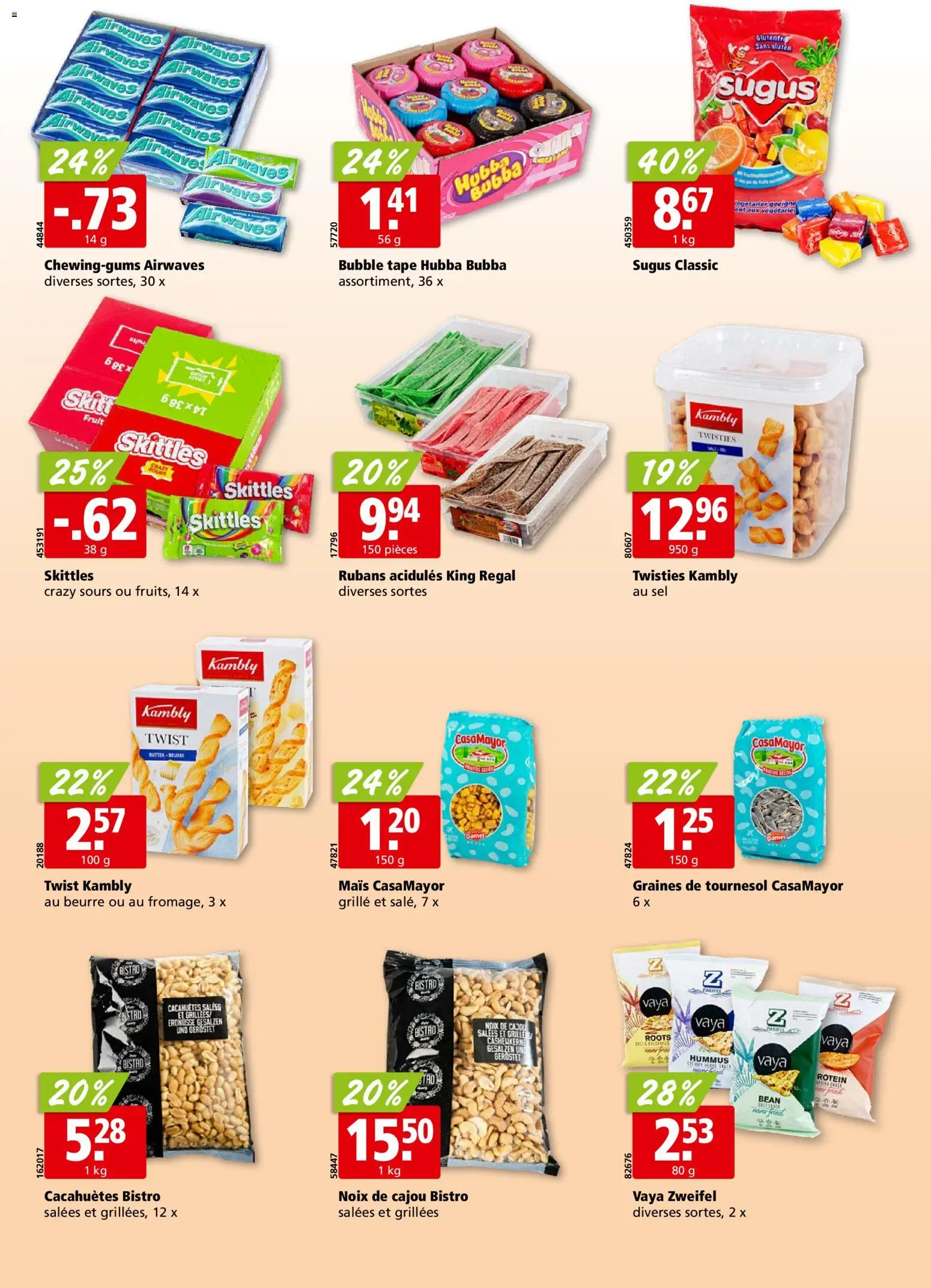 Aligro aktionen Chavannes, Matran, Genève, Sion – gültig ab 07.09.2026 | Seite: 20 | Produkte: Regal, Erdnüsse, Mais, Butter