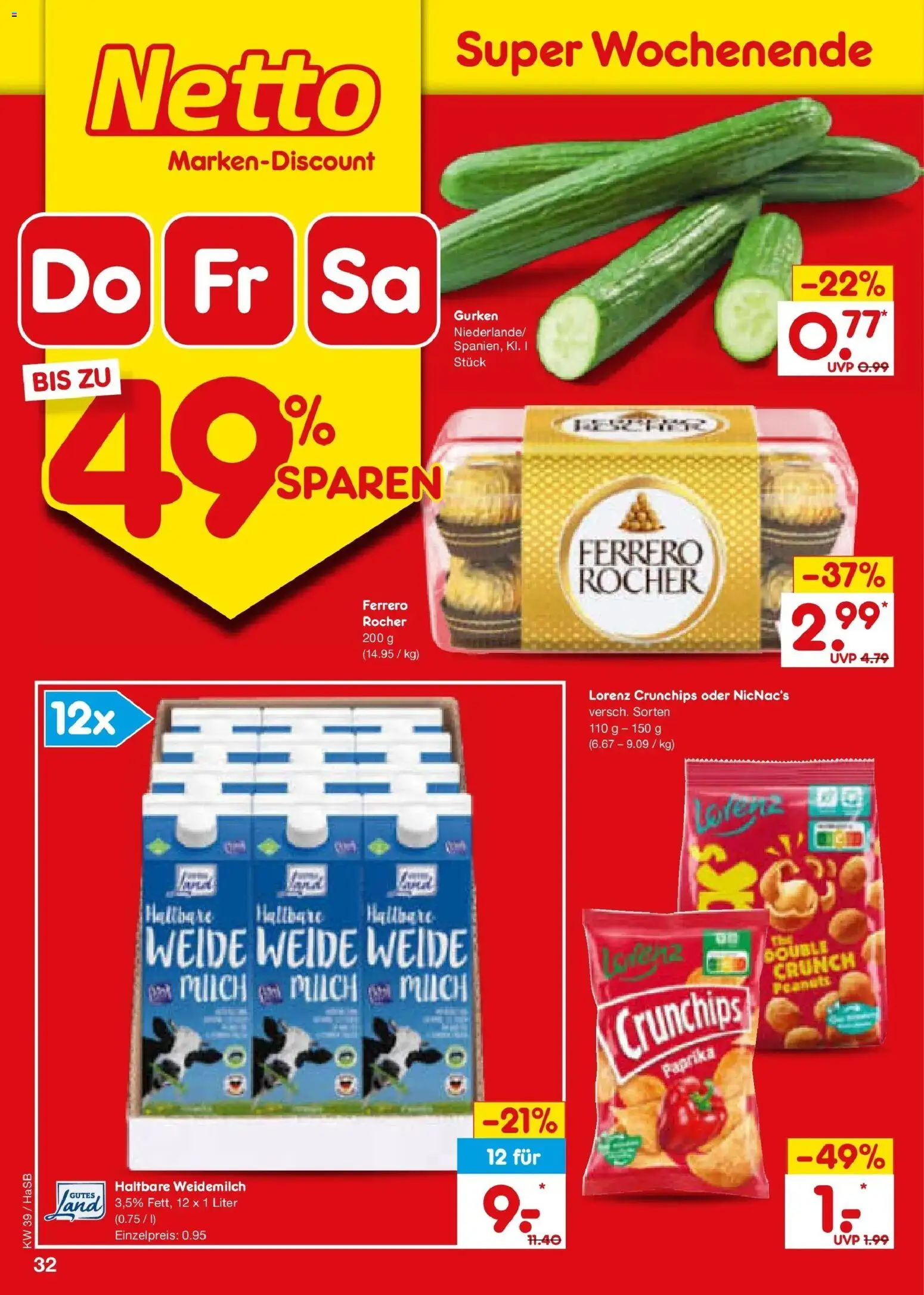 Netto Marken-Discount Prospekt Unna – gültig ab 21.09.2026 | Seite: 46 | Produkte: Ferrero rocher, Milch, Paprika, Gurken
