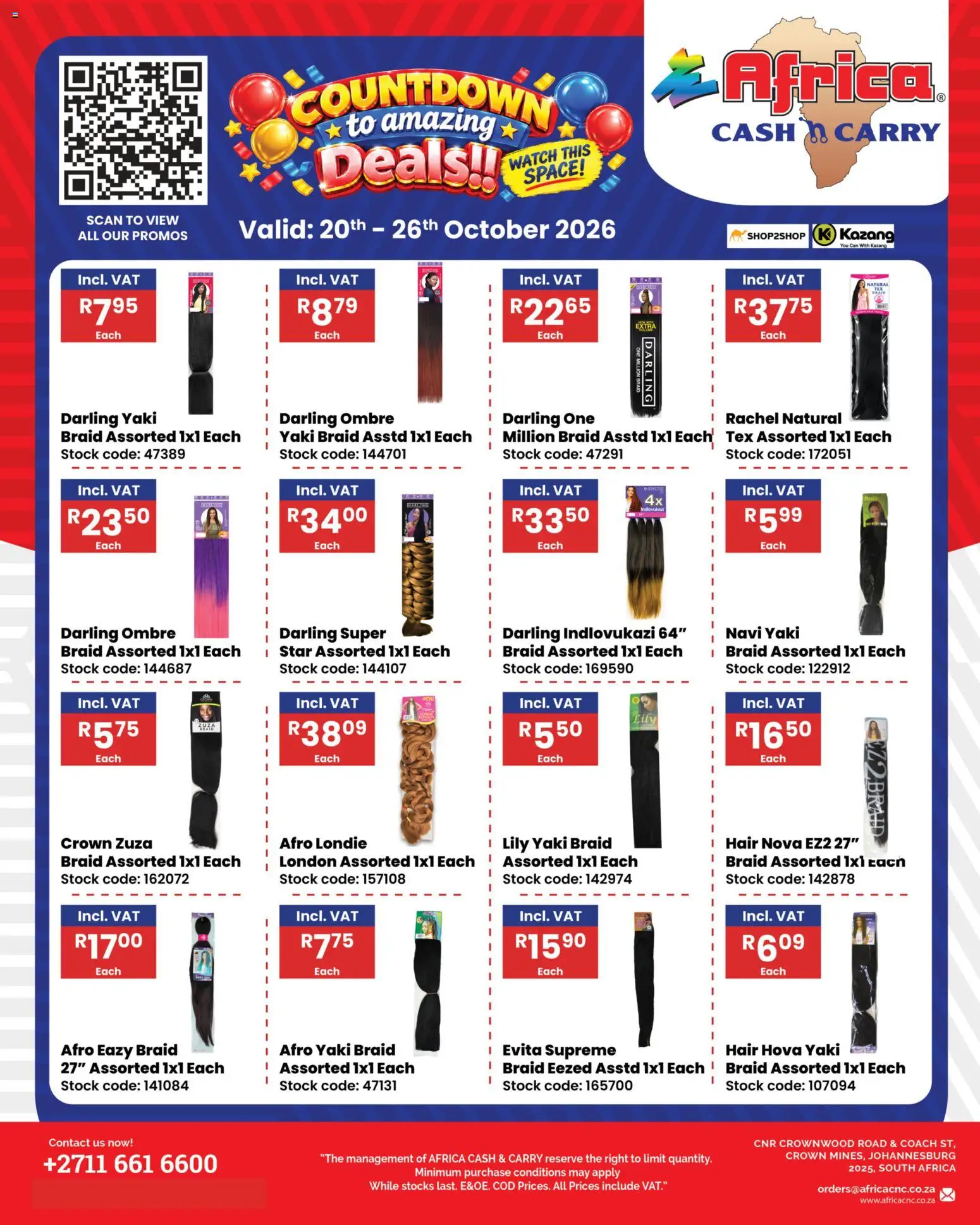 New Africa Cash & Carry catalogue – valid from 20/10/2026 | Page: 1 | Products: Watch, Stock