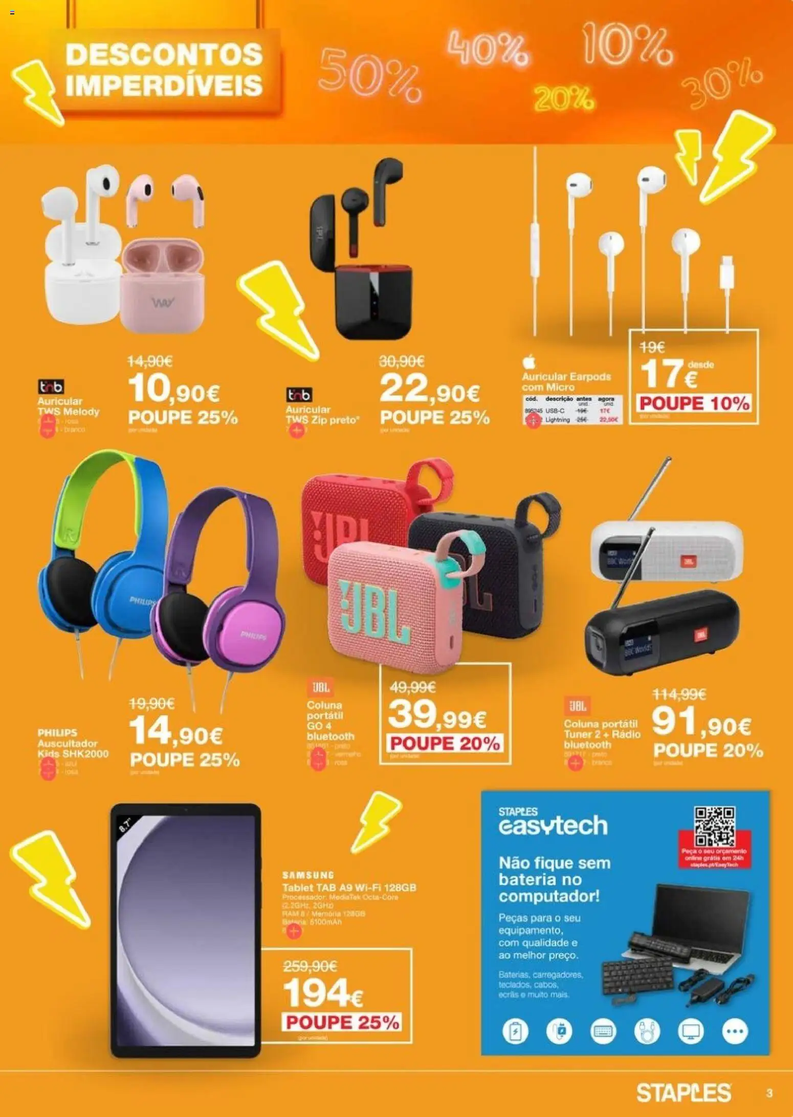 Staples Descontos imperdiveis de julho │ válido de 09/07/2026 | Página: 3 | Produtos: Computador, Rádio, Bateria, Tablet