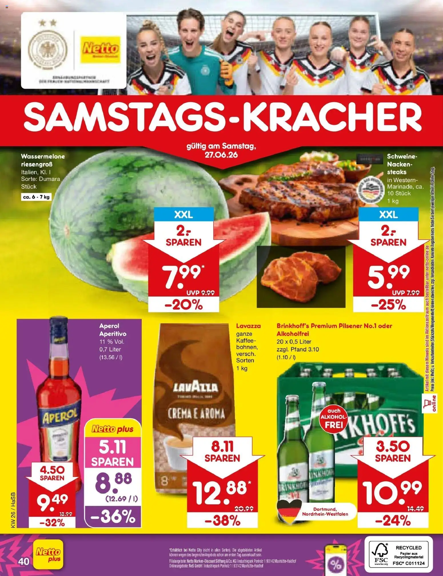 Netto Marken-Discount Prospekt Wuppertal – gültig ab 22.06.2026 | Seite: 52 | Produkte: Lavazza, Kaffee, Wassermelone, Aperol