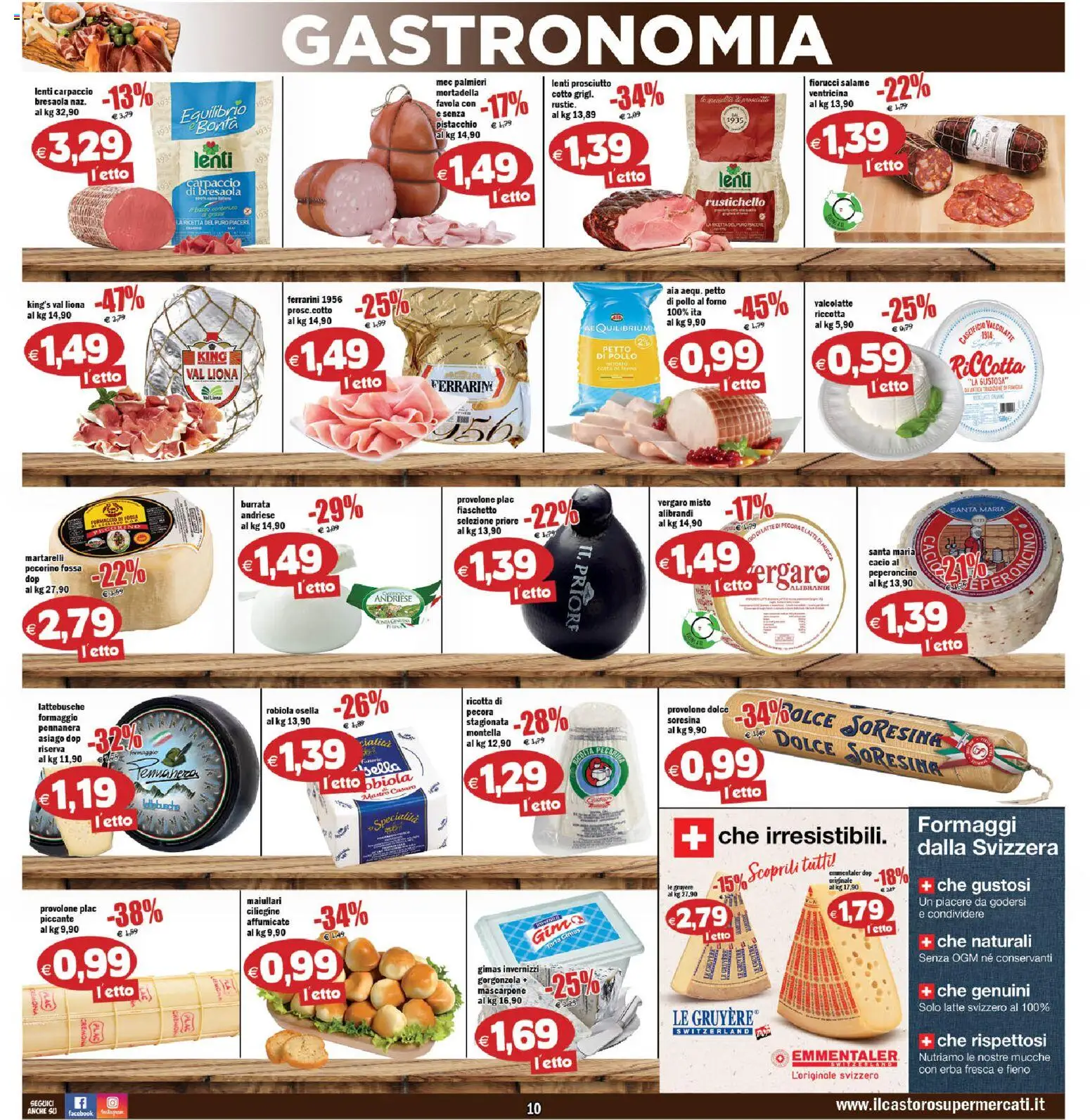 Volantino Il Castoro del 12/08/2026 | Pagina: 10 | Prodotti: Carpaccio, Robiola, Pecorino, Burrata