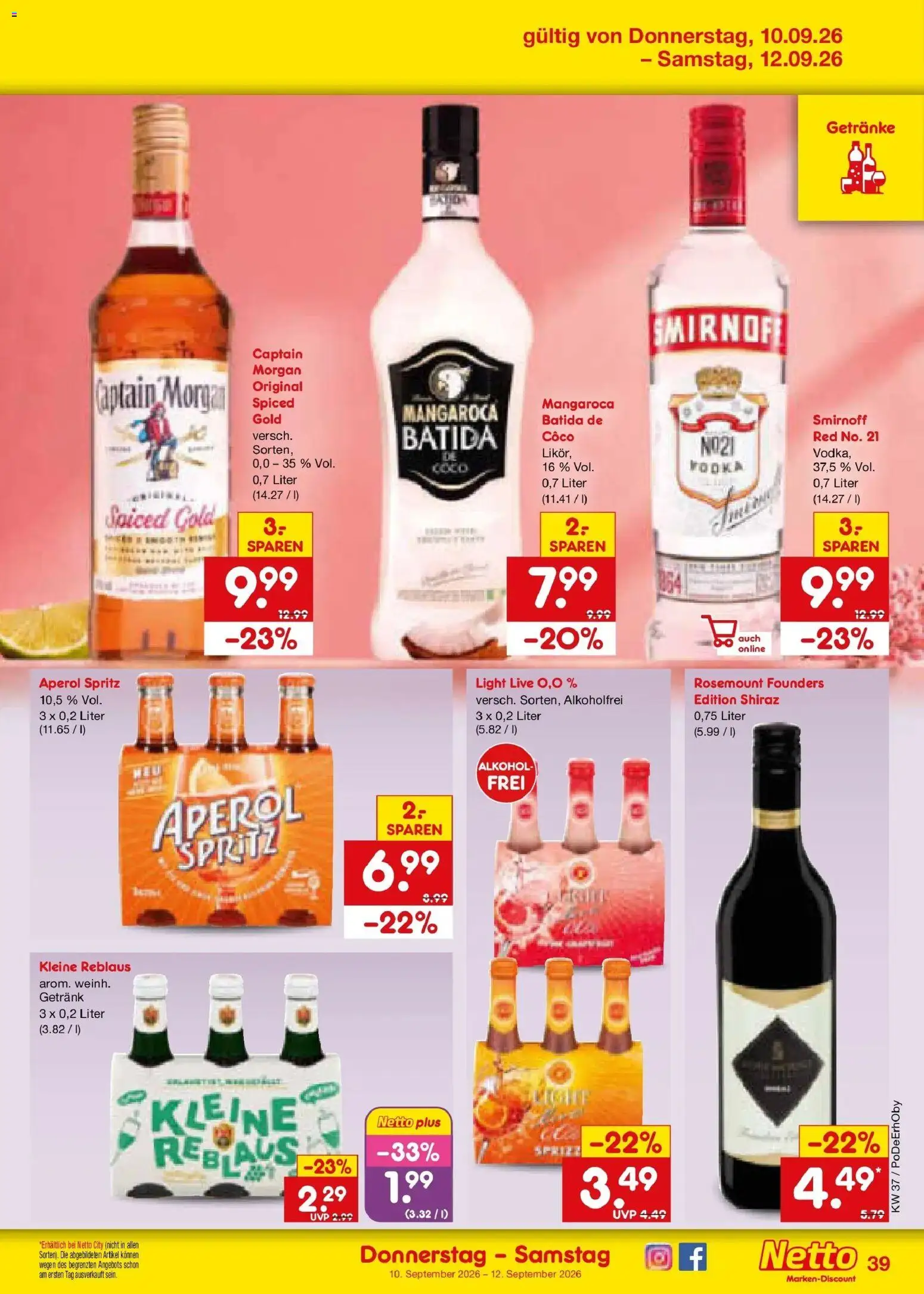 Netto Marken-Discount Prospekt Stuttgart – gültig ab 07.09.2026 | Seite: 57 | Produkte: Alkohol, Smirnoff, Captain morgan, Vodka