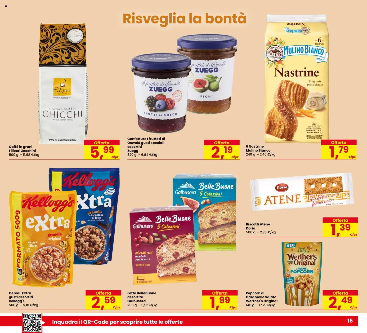 Volantino Despar del 06/10/2026 | Pagina: 15 | Prodotti: Cioccolato, Pasta sfoglia, Biscotti, Caffè in grani