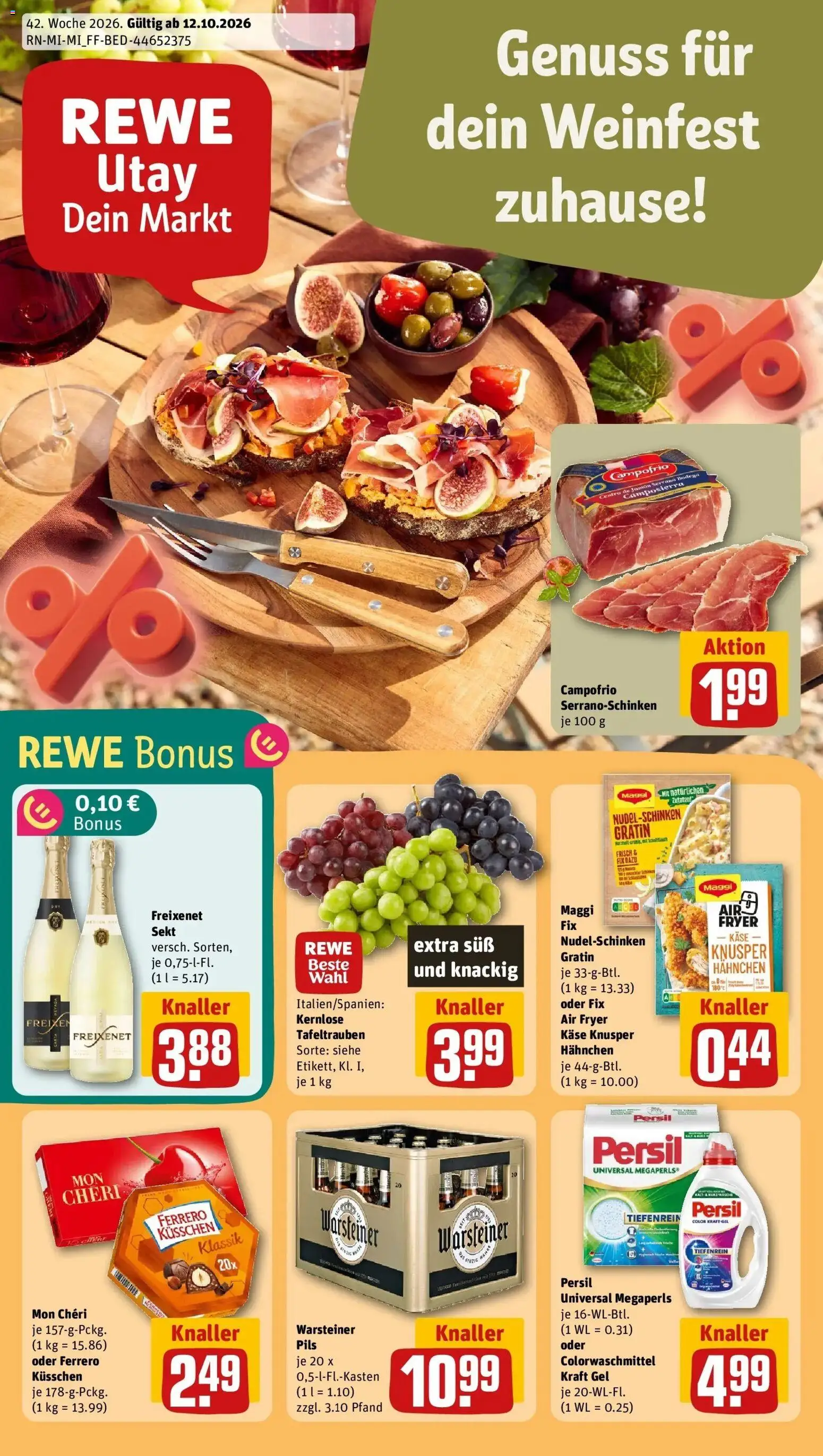 REWE Prospekt ab 12.10.2026 zum Blättern » Angebote | Seite: 1 | Produkte: Maggi, Pils, Persil, Mon cheri