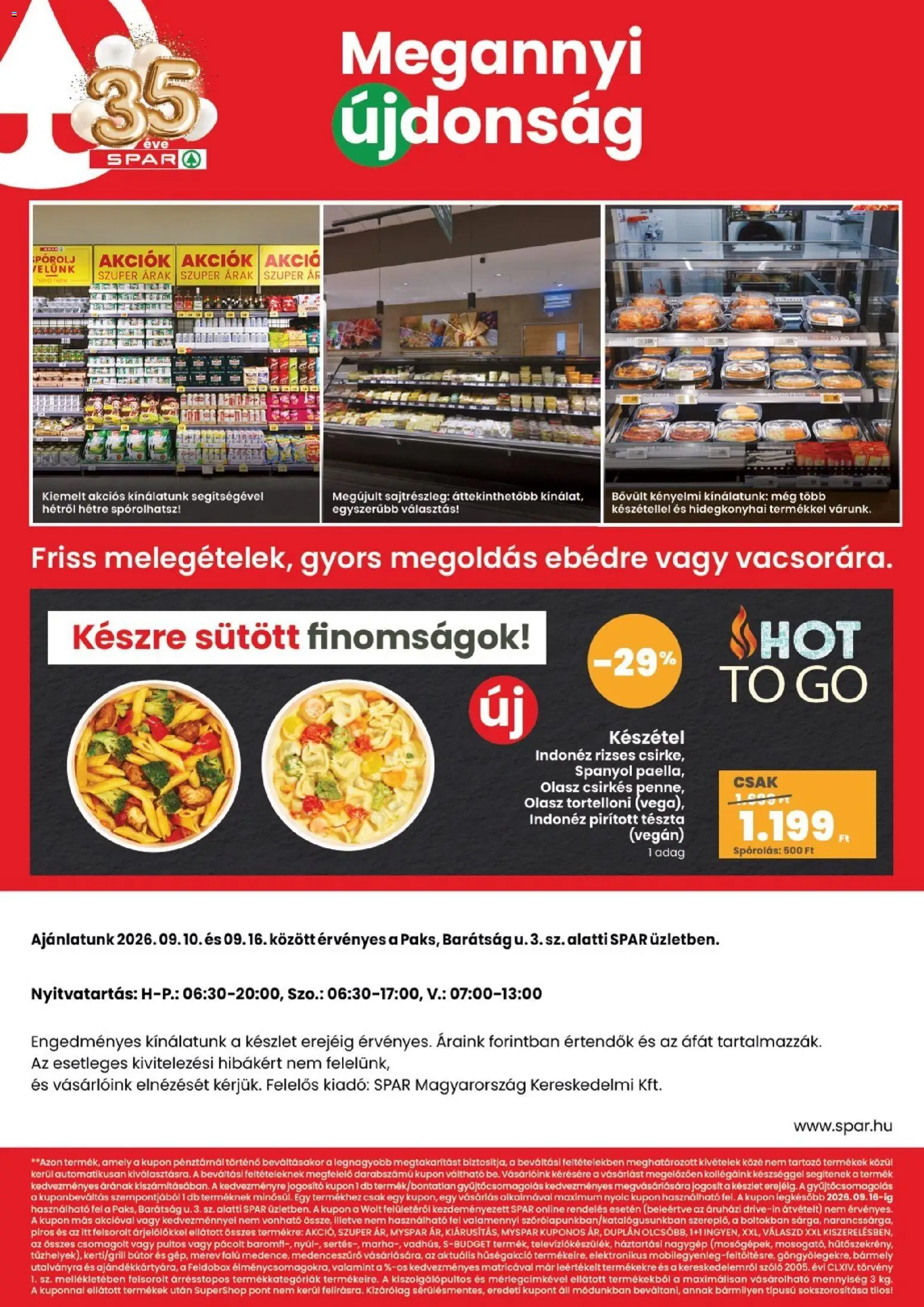 Spar akciós ujság - amely érvényes a következő dátumtól: 2026.09.10. | Oldal: 2 | Termékek: Bútor, Tészta, Vegán, Készétel