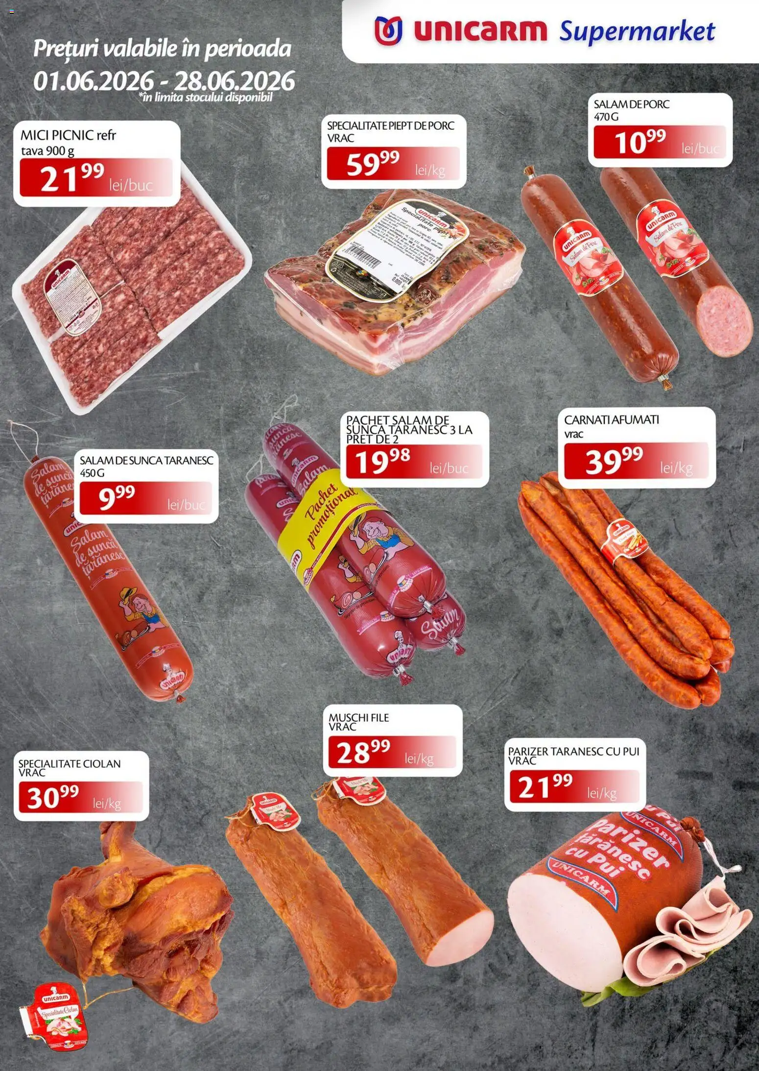 Noul catalog Unicarm – valabil de la 01.06.2026 | Pagină: 2 | Produse: Hacıyatmaz Kedi Oyuncağı, Mici, Parizer, Cârnați