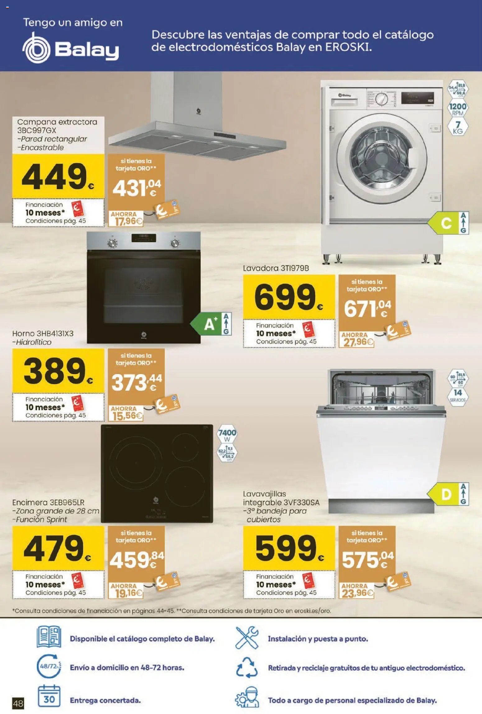 Eroski Qué planazo │ válido desde el 26.03.2026 | Página: 48 | Productos: Lavadora, Horno, Lavavajillas, Bandeja