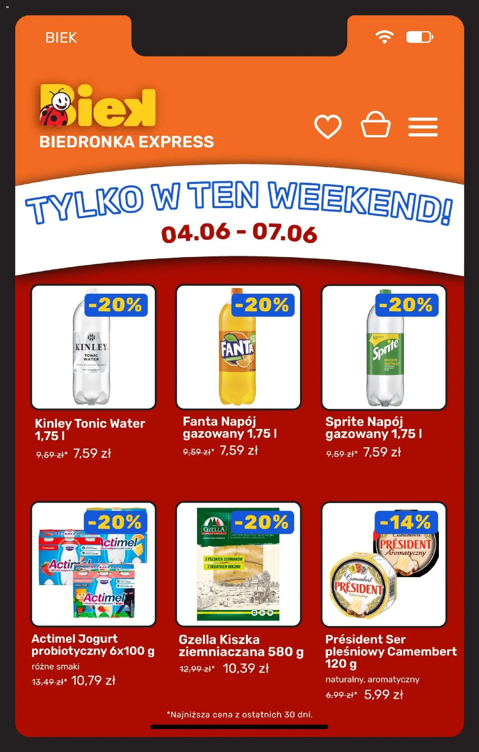 Biedronka gazetka - Biek od 04.06.2026 | Strona: 4 | Produkty: Ser pleśniowy, Sprite, Camembert, Jogurt