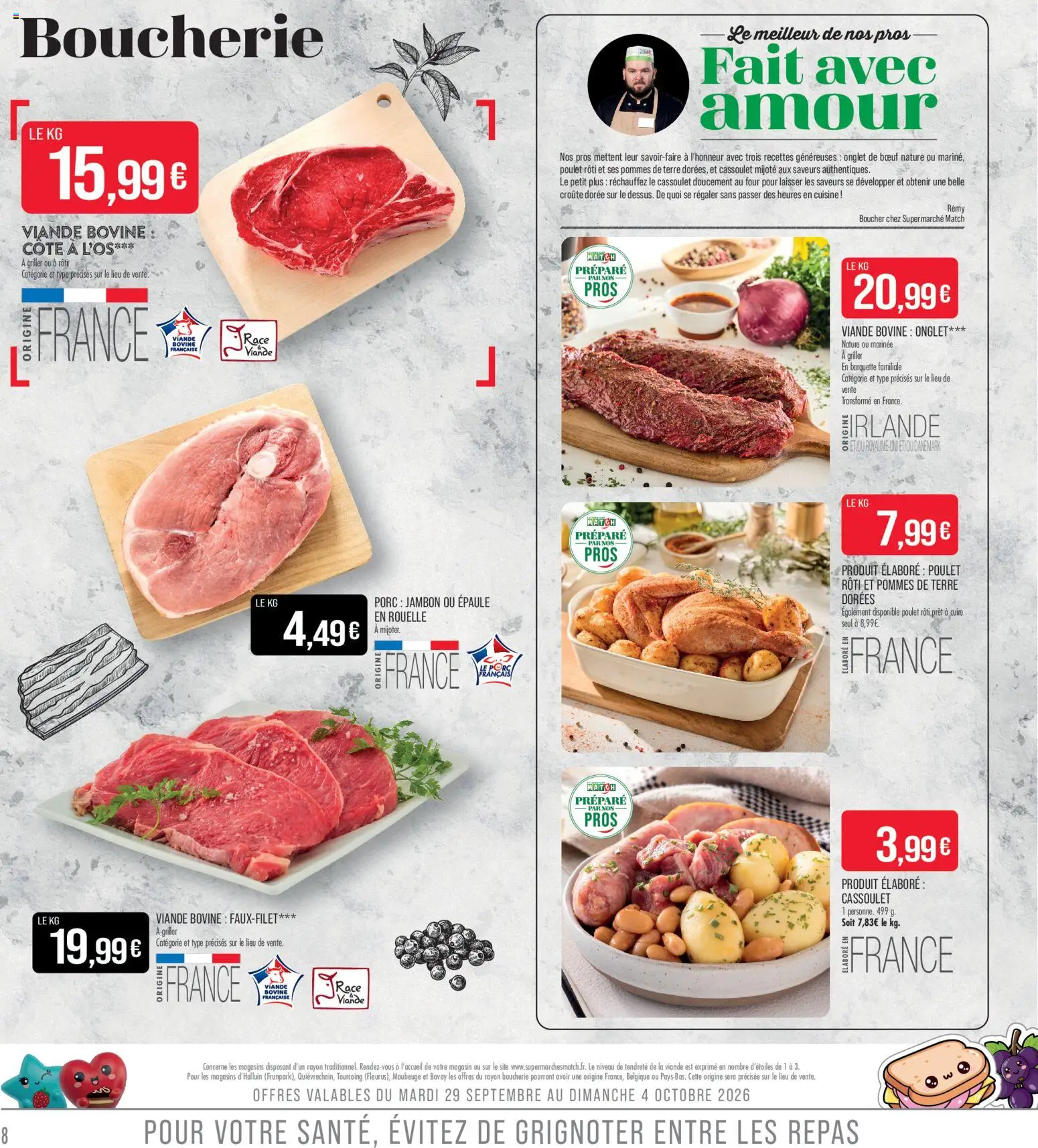 {H1} | Page: 8 | Produits: Poulet, Poulet rôti, Porc, Pommes