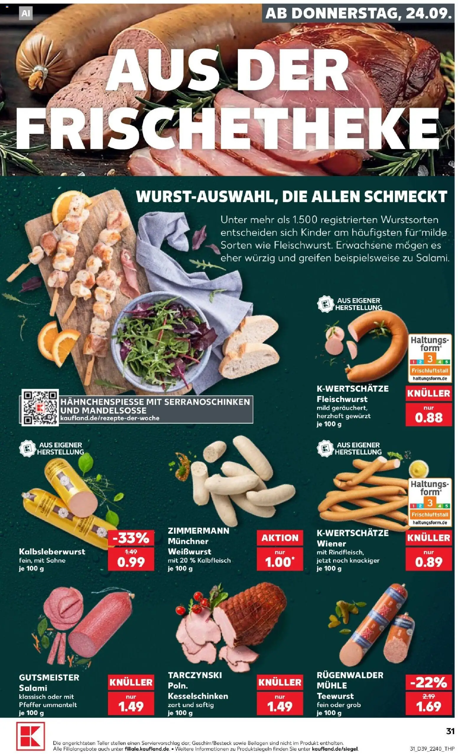 Kaufland Prospekt Speyer – gültig ab 24.09.2026 | Seite: 31 | Produkte: Beilagen, Mühle, Weißwurst, Sahne