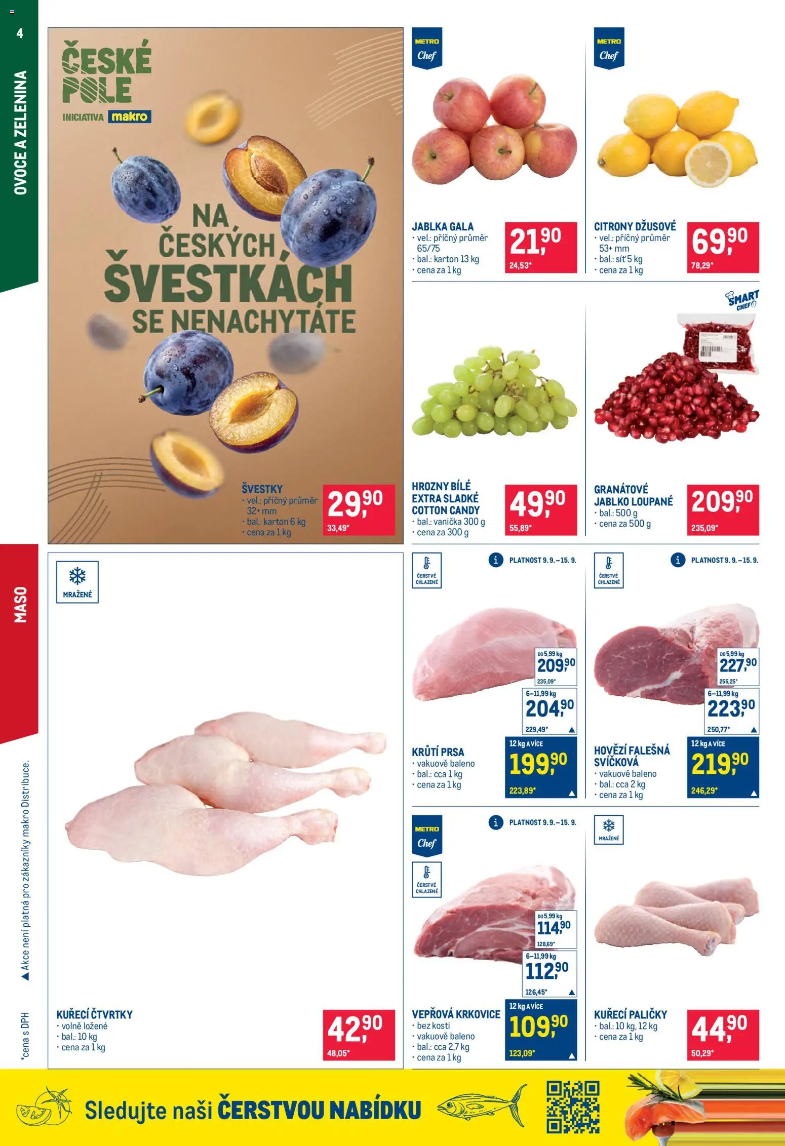 Makro leták - Gastronomie od 09.09.2026 | Strana: 4 | Produkty: Hovězí, Švestky, Citróny, Vepřová krkovice