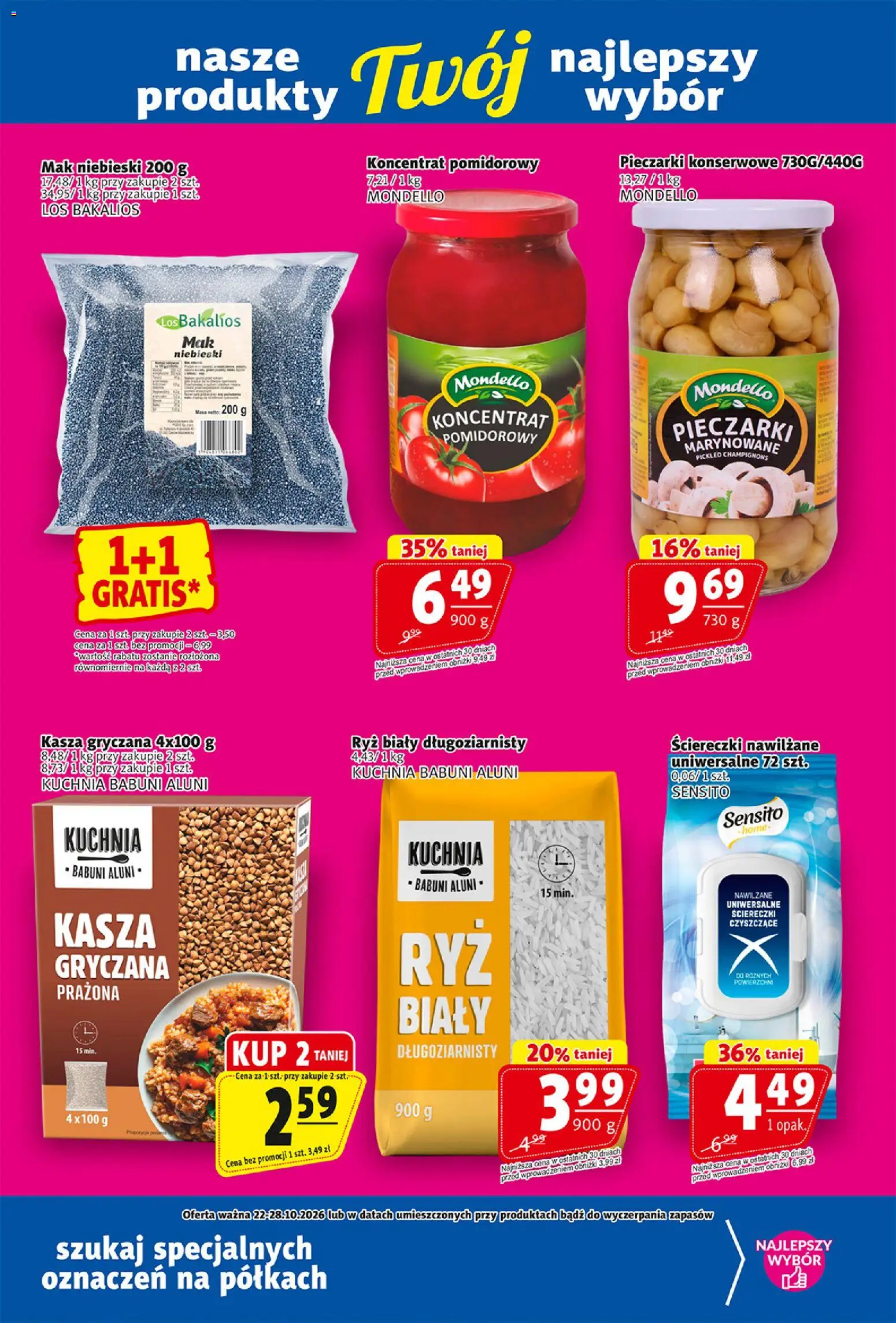 Prim Market gazetka od 22.10.2026 | Strona: 18 | Produkty: Mak, Pieczarki, Kasza, Ściereczki
