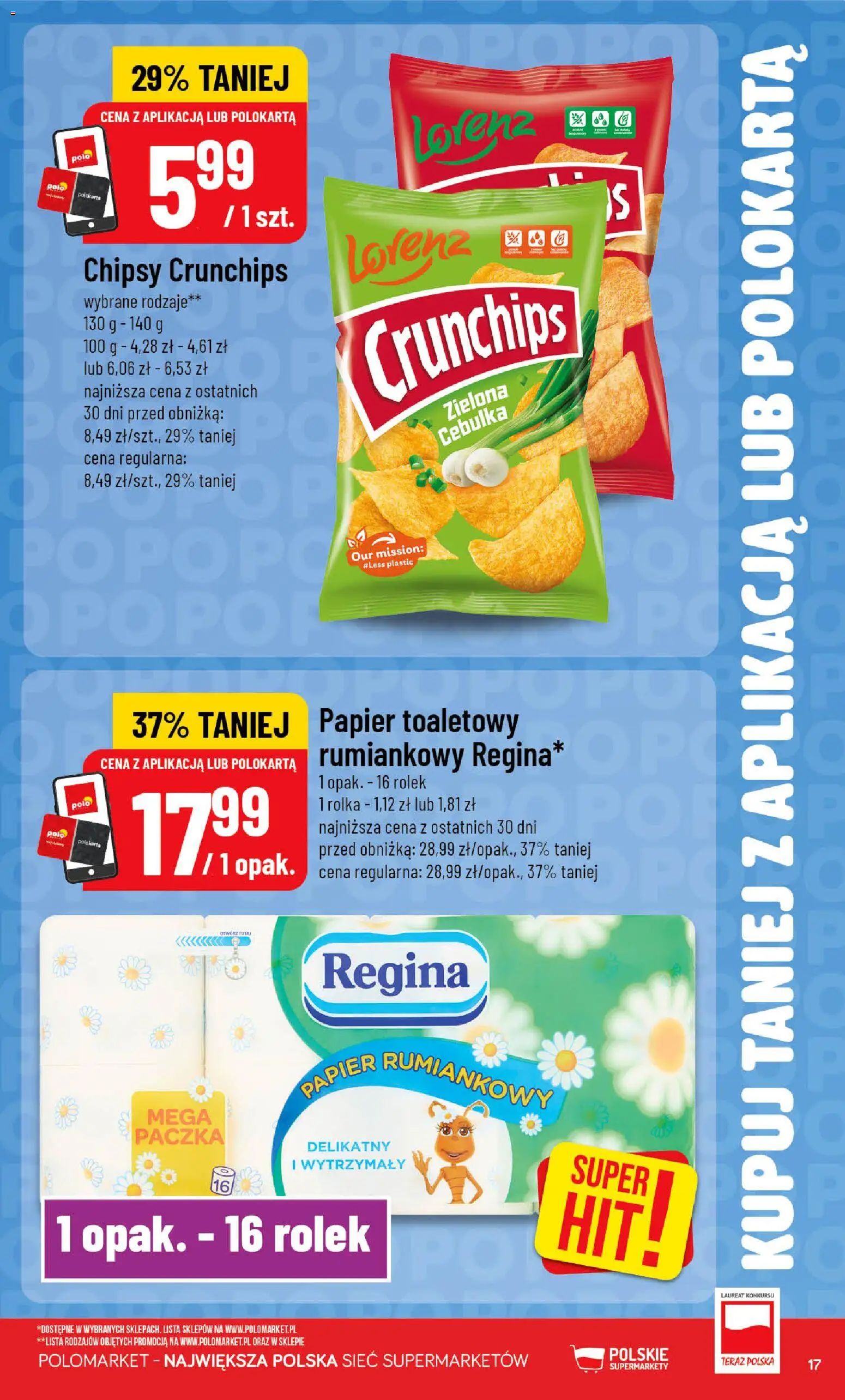 POLOmarket gazetka - Kupuj taniej z POLOappką od 13.05.2026 | Strona: 17 | Produkty: Chipsy, Papier toaletowy