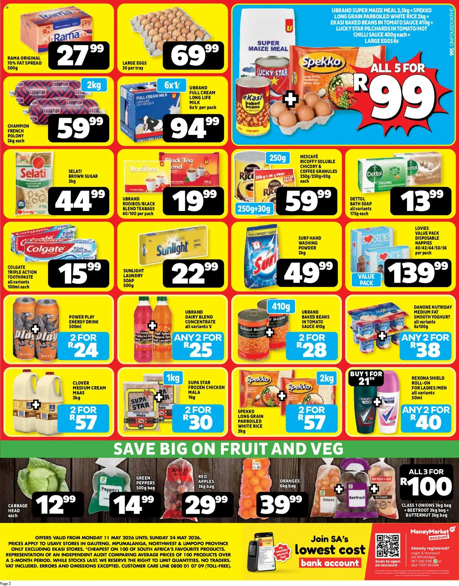 New Usave catalogue – valid from 11.05.2026 | Page: 2 | Products: Polony, Chicken, Cream, Onions