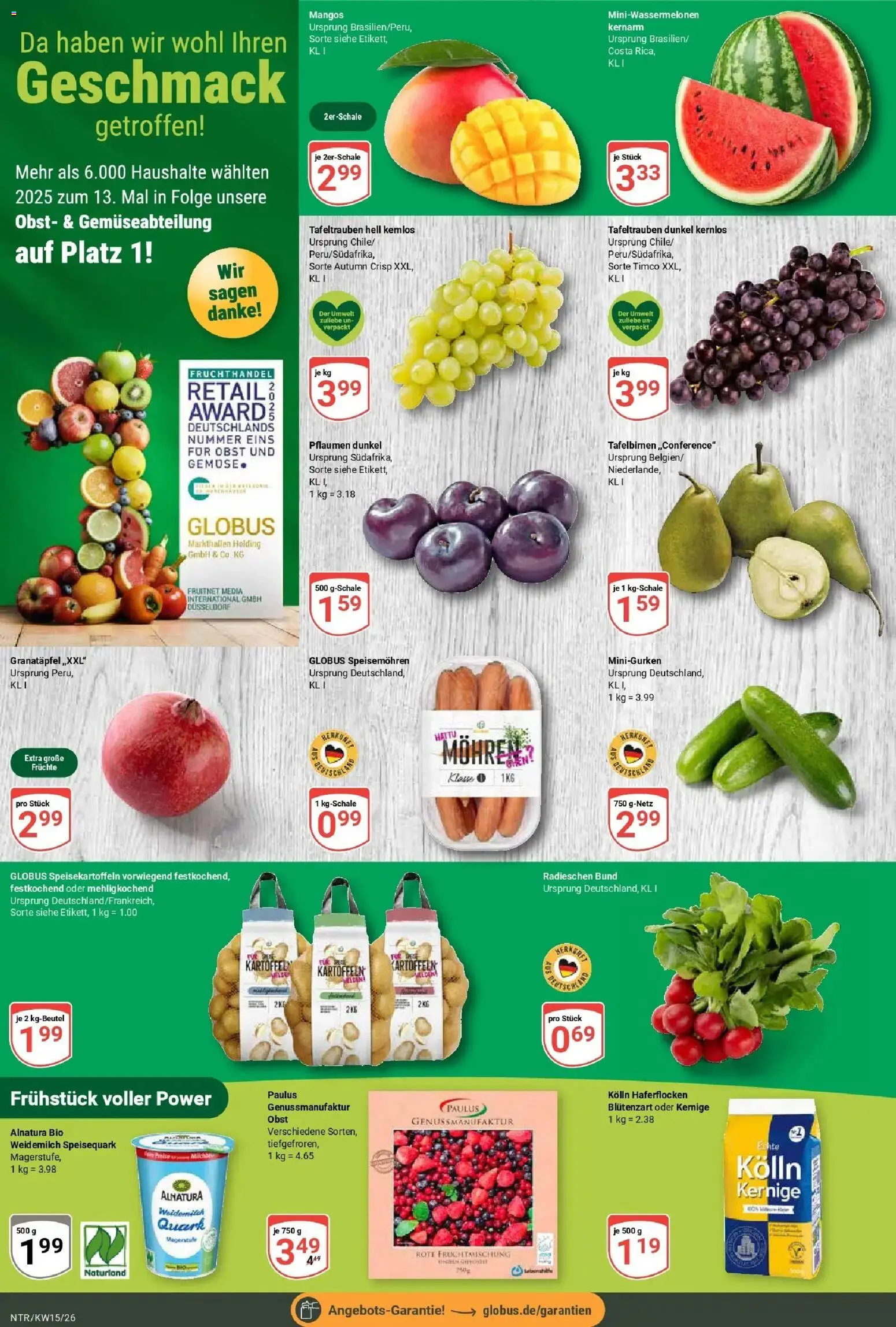 Globus prospekt Neutraubling	 – gültig ab 07.04.2026 | Seite: 4 | Produkte: Pflaumen, Gemüse, Obst, Speisequark