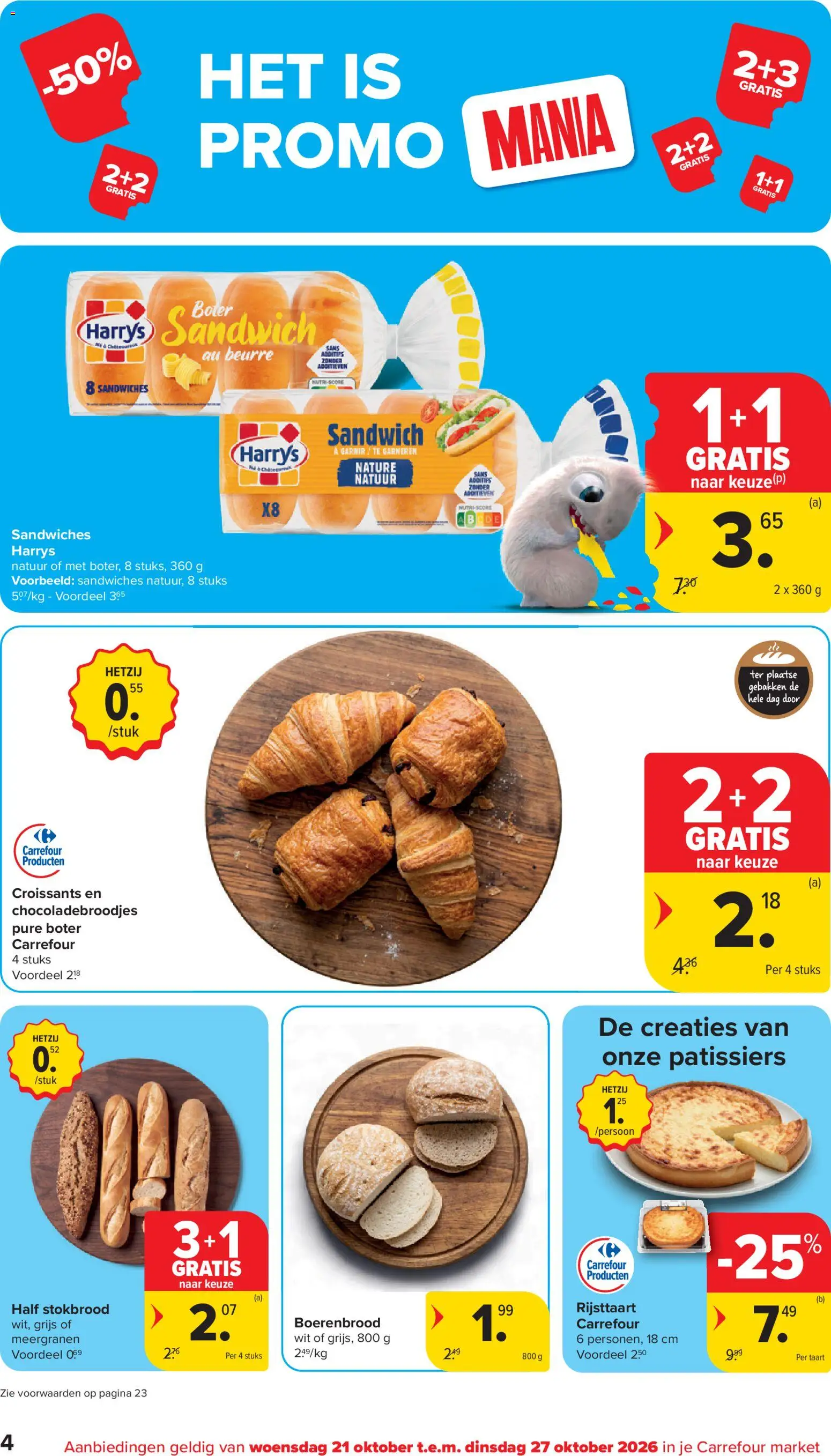{H1} | Pagina: 4 | Producten: Sandwich, Stokbrood, Taart, Boter