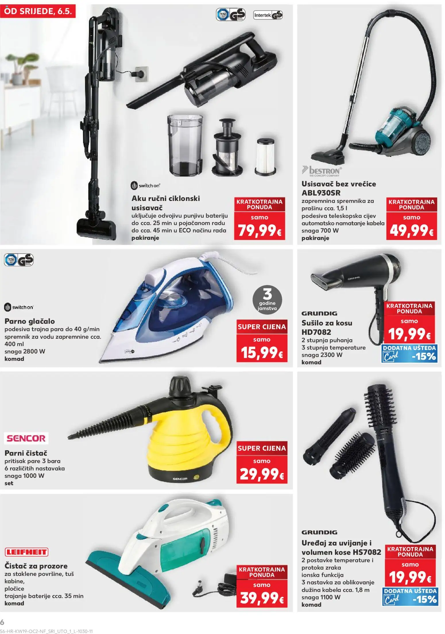 Kaufland katalog | vrijedi od 06.05.2026 | Stranica: 6 | Proizvodi: Usisavač, Tuš, Pločice, Baterije
