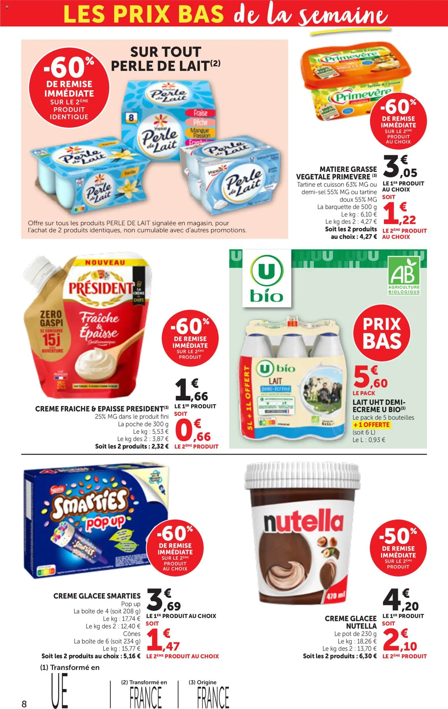 {H1} | Page: 8 | Produits: Fraise, Cônes, Nutella, Lait